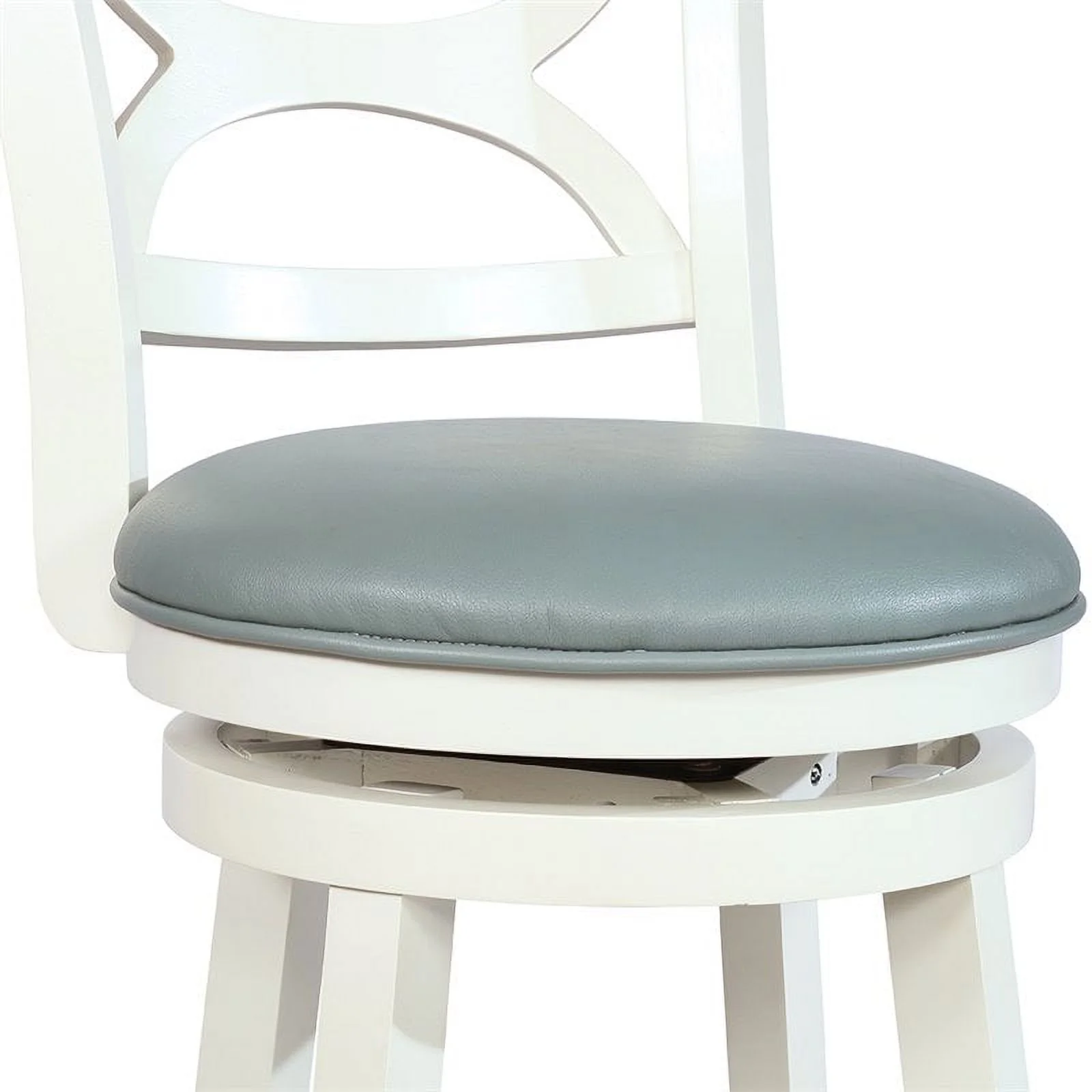 Home Square 3 Piece Swivel Wood Counter Stool Set with PU Seat in Cream