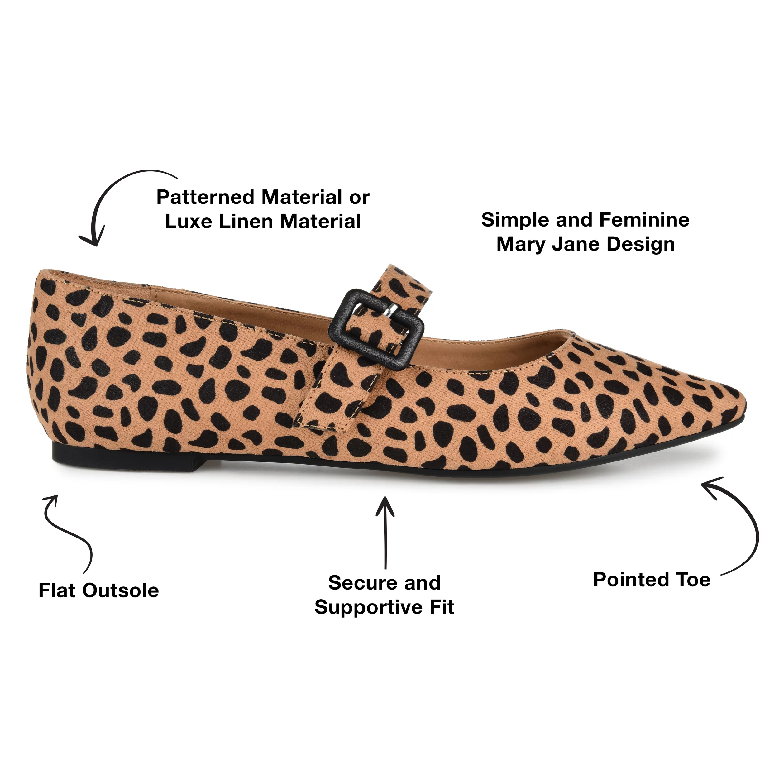 Journee Collection Womens Karissa Buckle Pointed Toe Mary Jane Flats