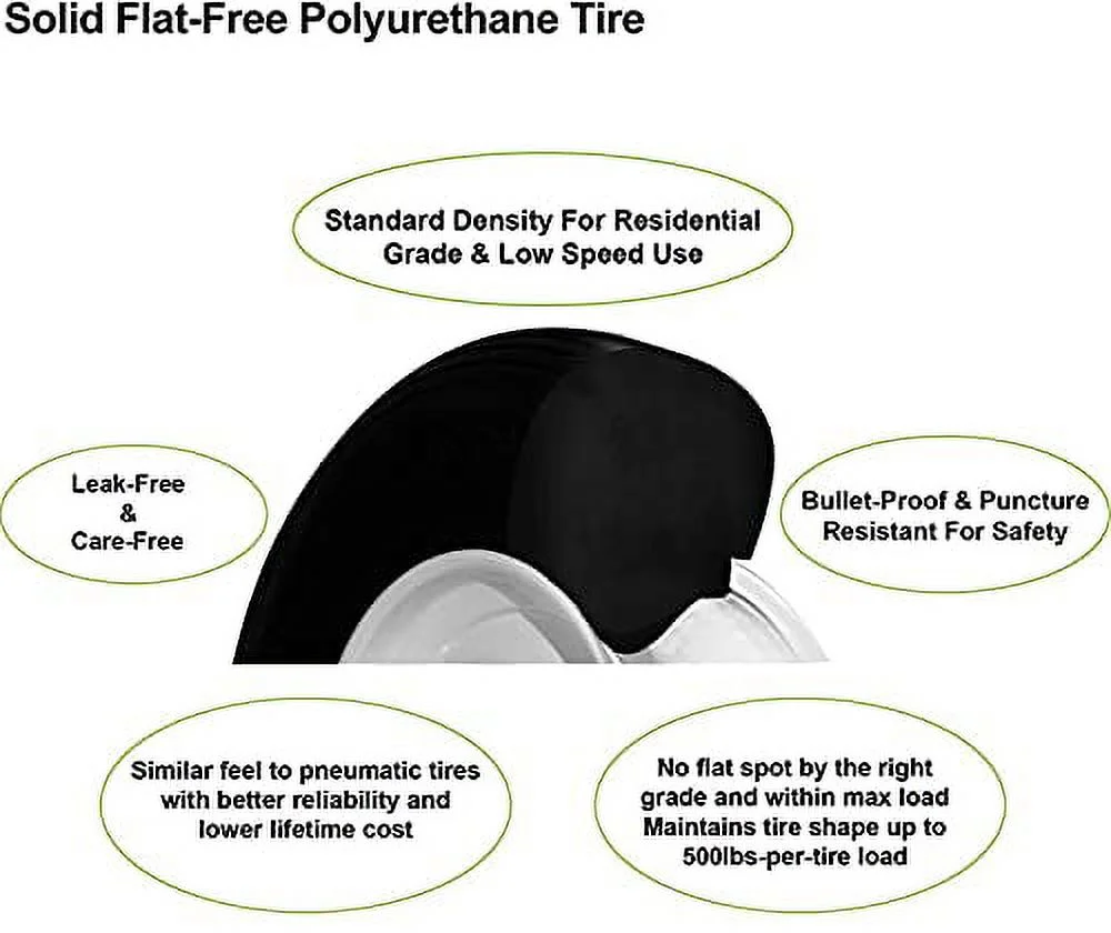 New HORSESHOE Commercial Knobby 4.80/4.00-8 Solid Flat-Free Wheelbarrow Cart 16