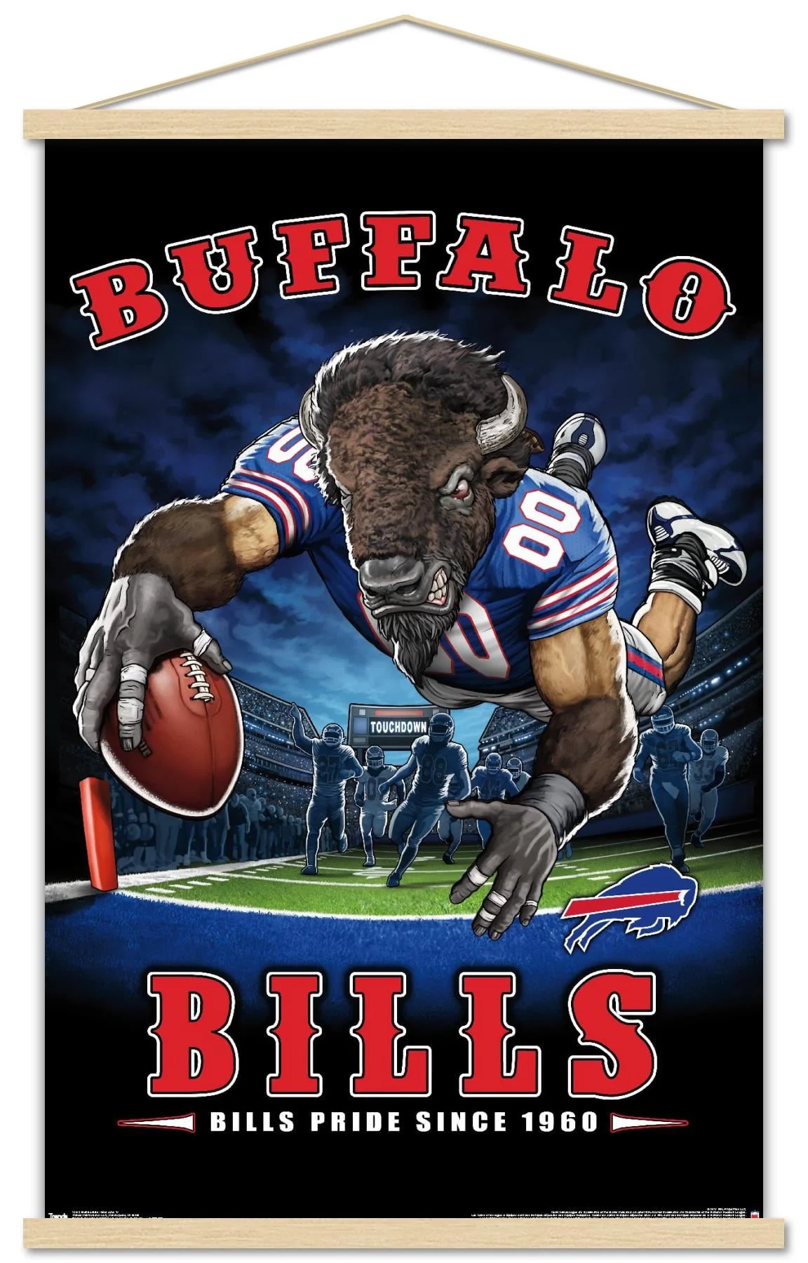 NFL Buffalo Bills - End Zone 17 Wall Poster with Wooden Magnetic Frame, 22.375