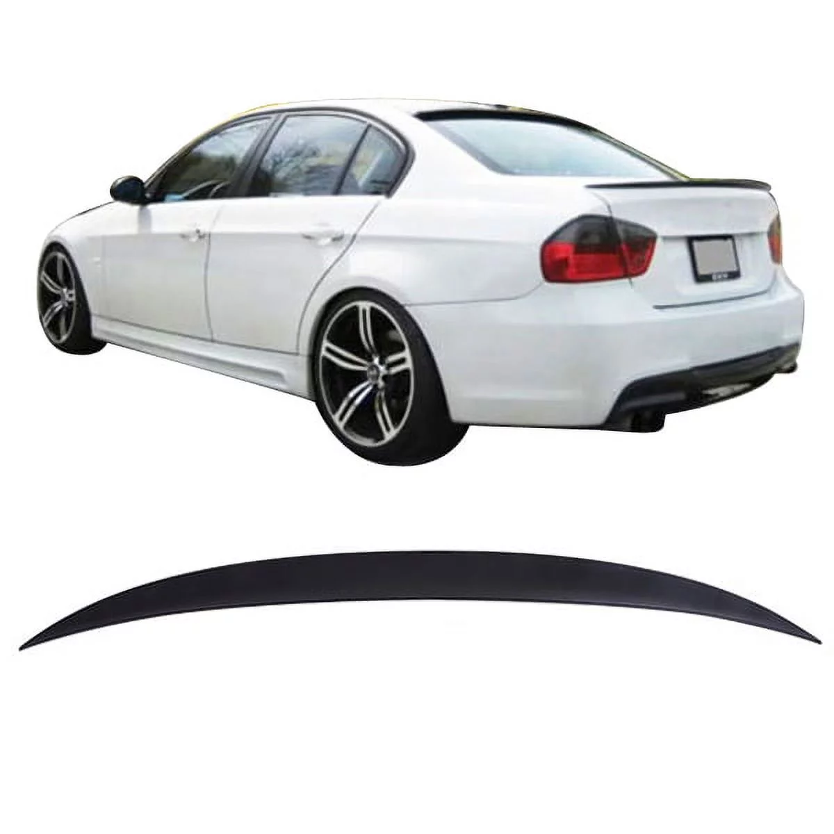 Ikon Motorsports Compatible with 2006-2011 BMW E90 Sedan Performance Unpainted ABS High Kick Trunk Spoiler