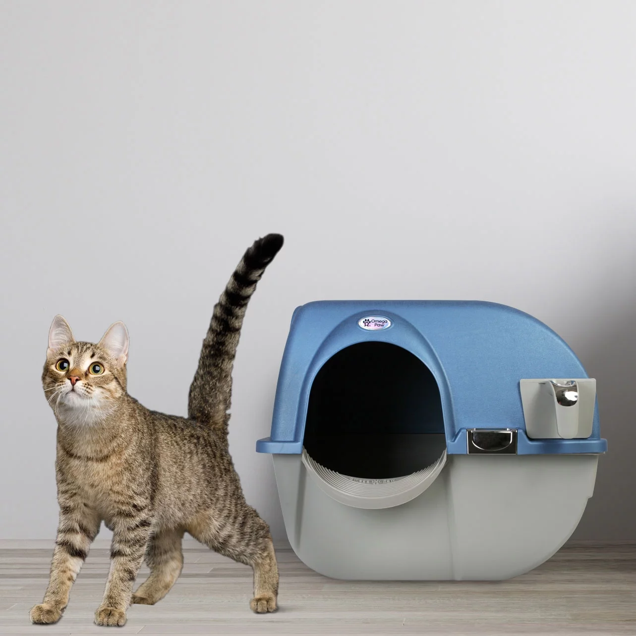 Omega Paw Regular Size Premium Self-Cleaning Litter Box, Blue