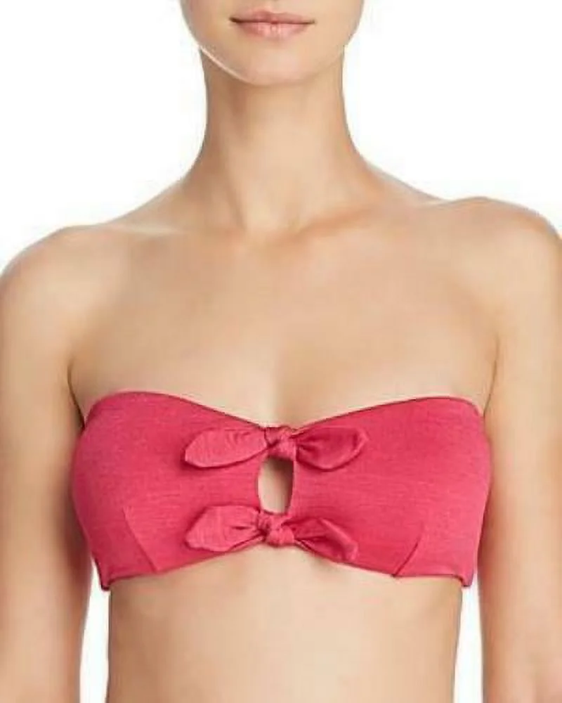 Minkpink Lola Tie-Front Bandeau Bikini Top, Various Sizes: M/Fuchsia Pink