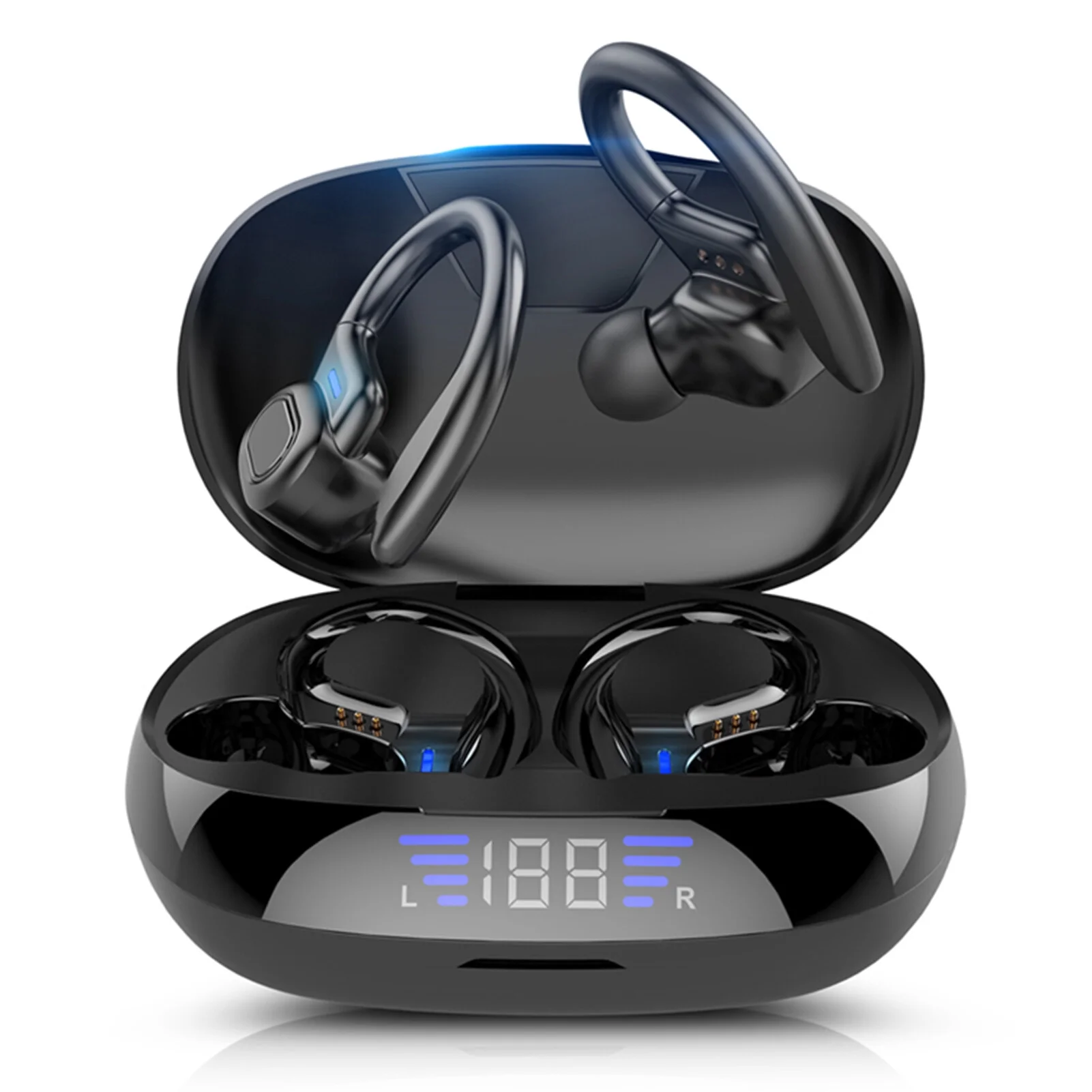 VV2 Cordless BT5.0 Earphones with Recharging Box Sports Earphones Ear Buds with Earhooks