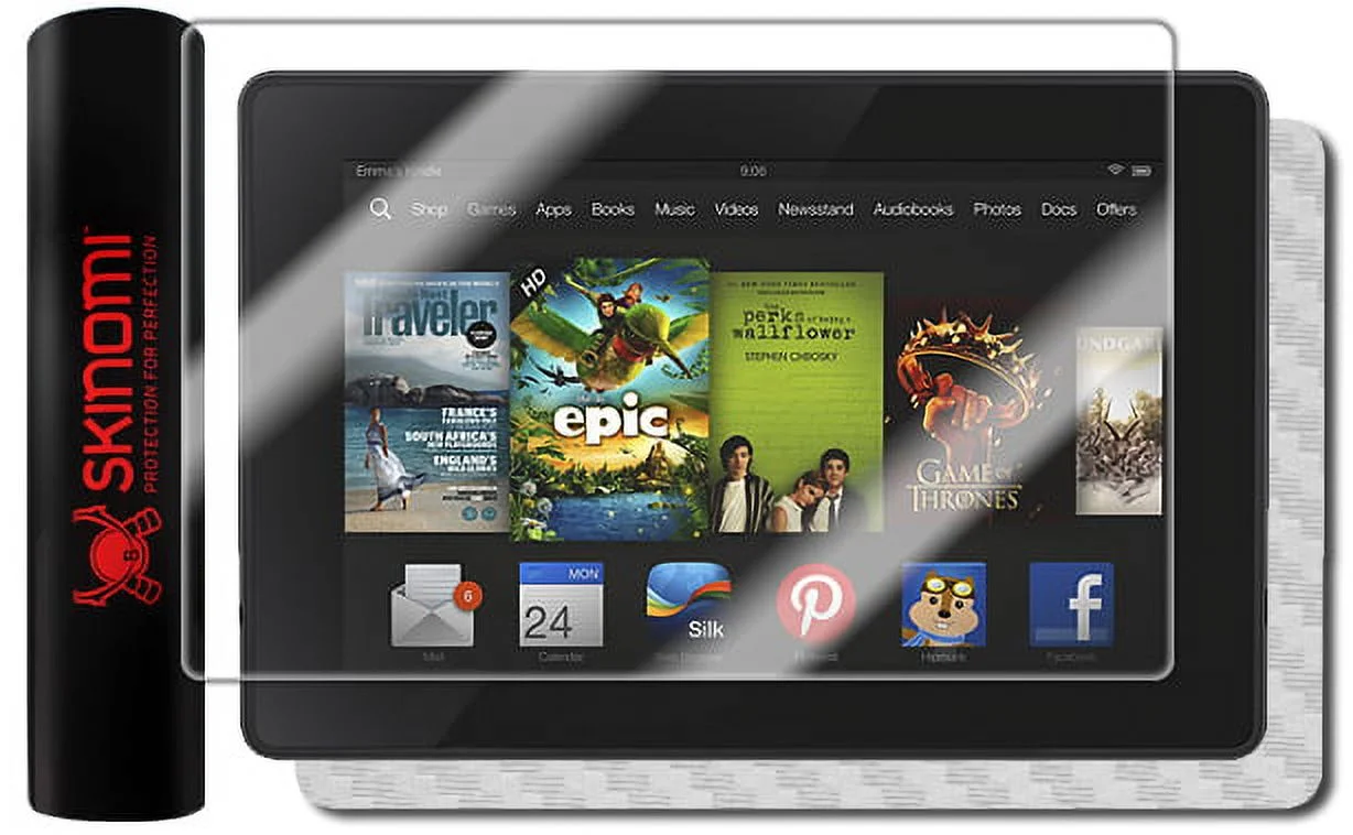 Skinomi Carbon Fiber Silver+Screen Protector for Amazon Kindle Fire HD 7 2013