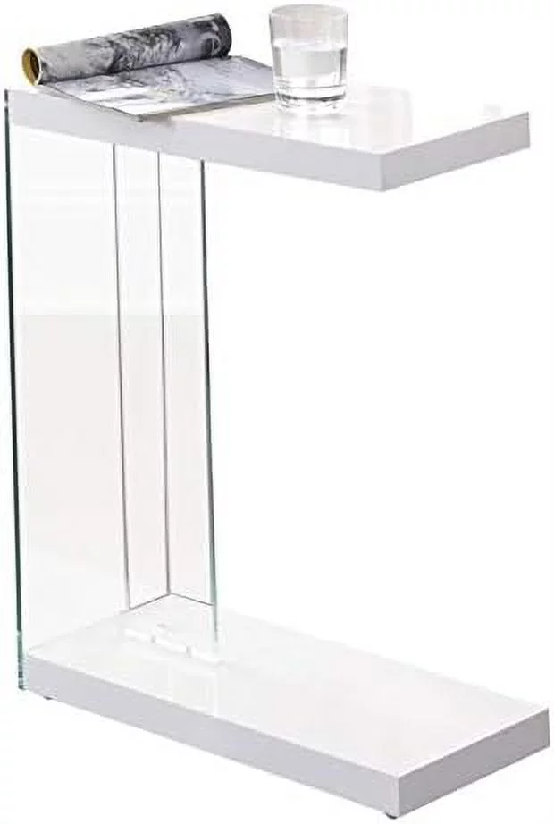 Modern White Transitional Chairside End Table 18.5