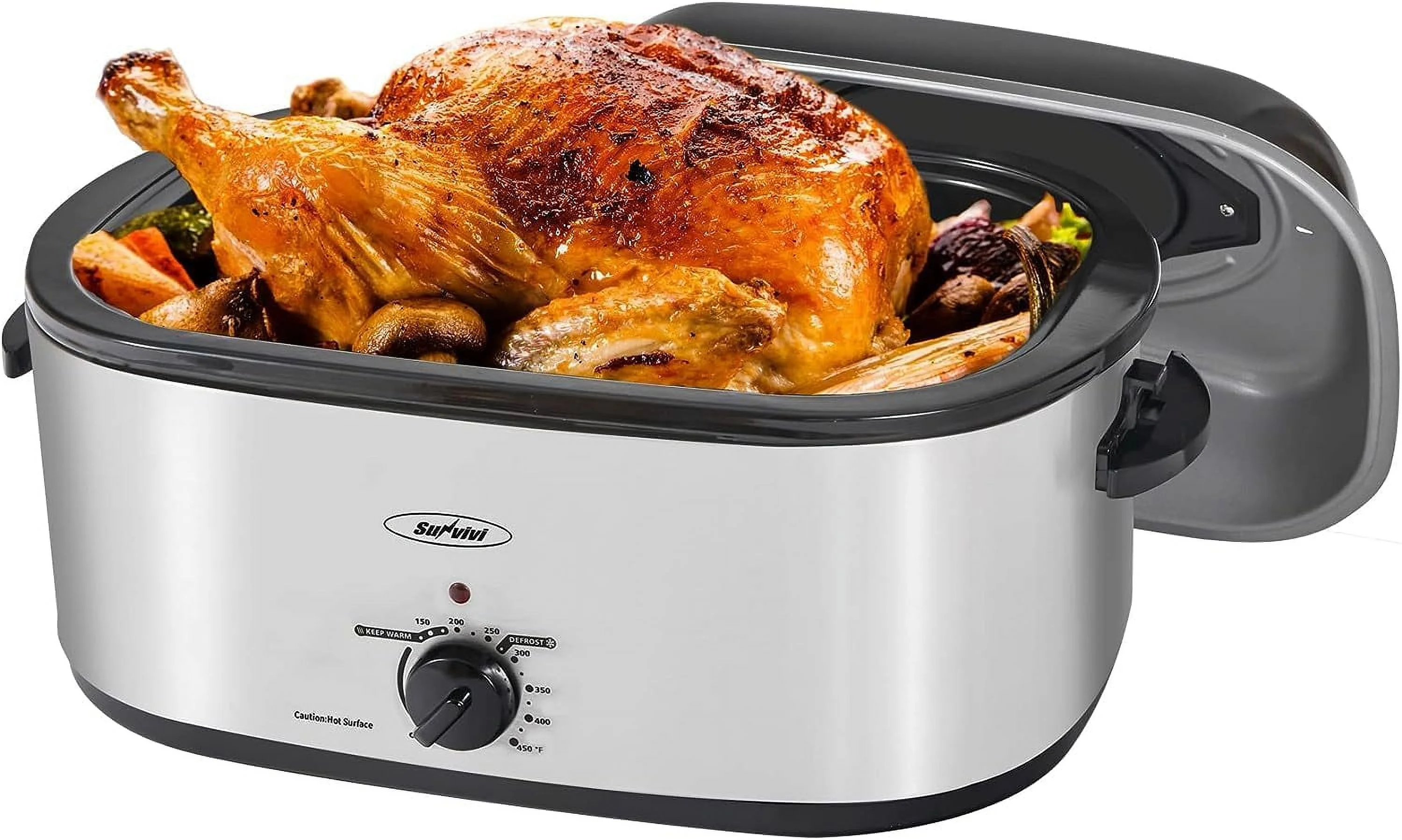 Open Box Sunvivi 20 Quart Roaster Oven with Self-Basting Lid YORO-20N-L - SILVER