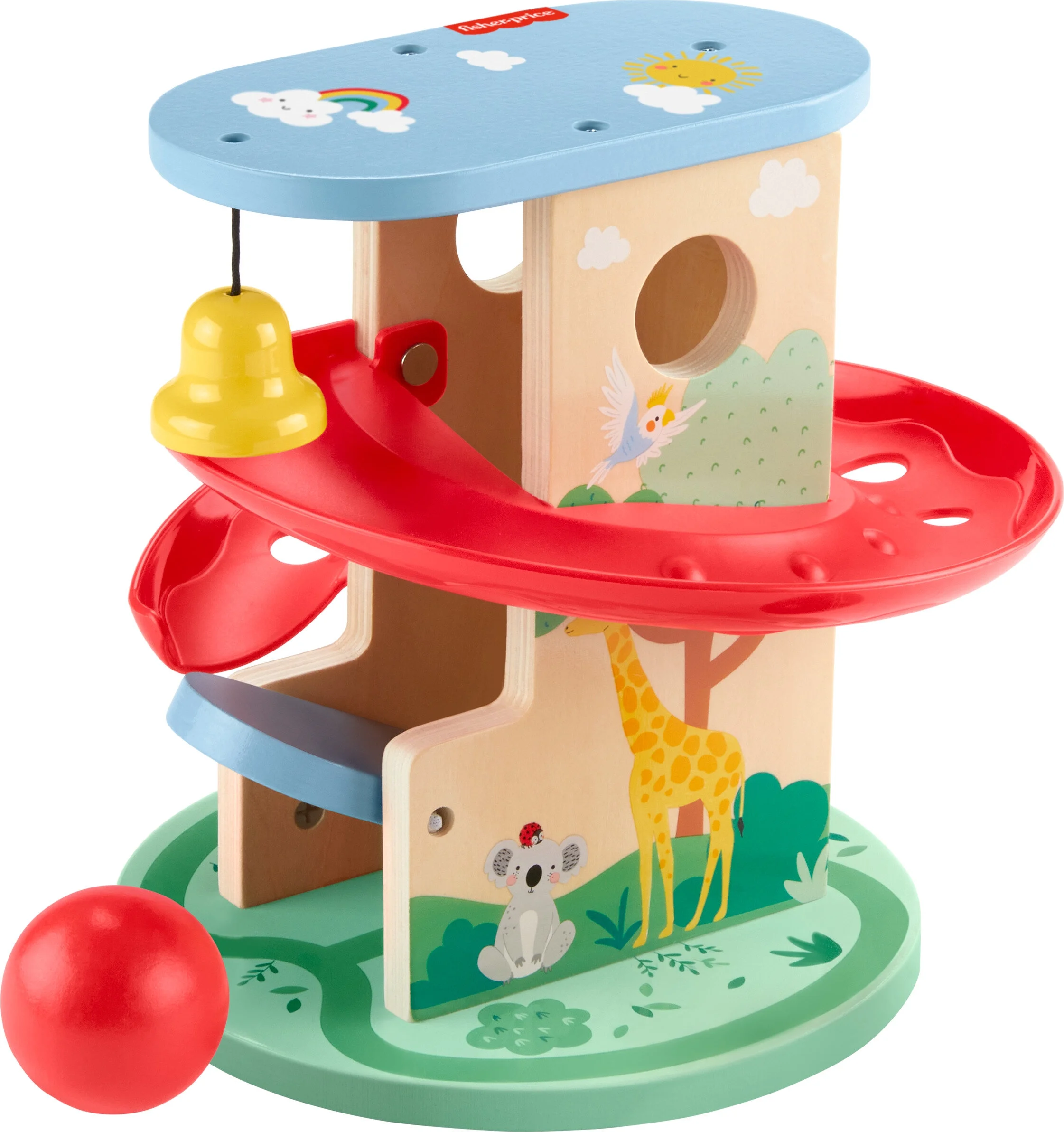 Fisher-Price Wooden Treehouse Ball Run for Developmental Role Play, 2 Pieces for Baby & Toddler, 9M+
