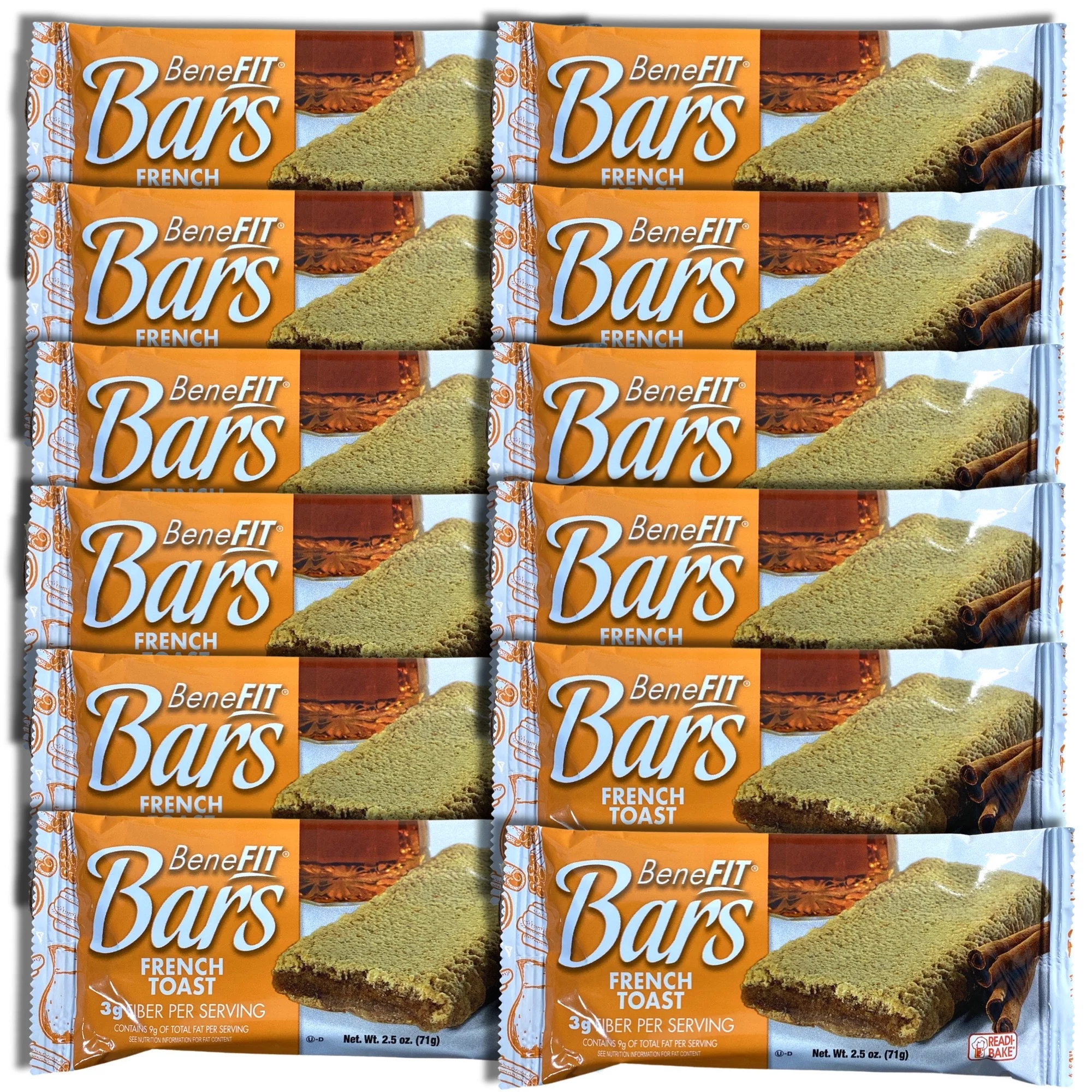 French Toast BeneFit Bars by Readi-Bake Bundled by Tribeca Curations | 2.5 Ounce | Value Pack of 12
