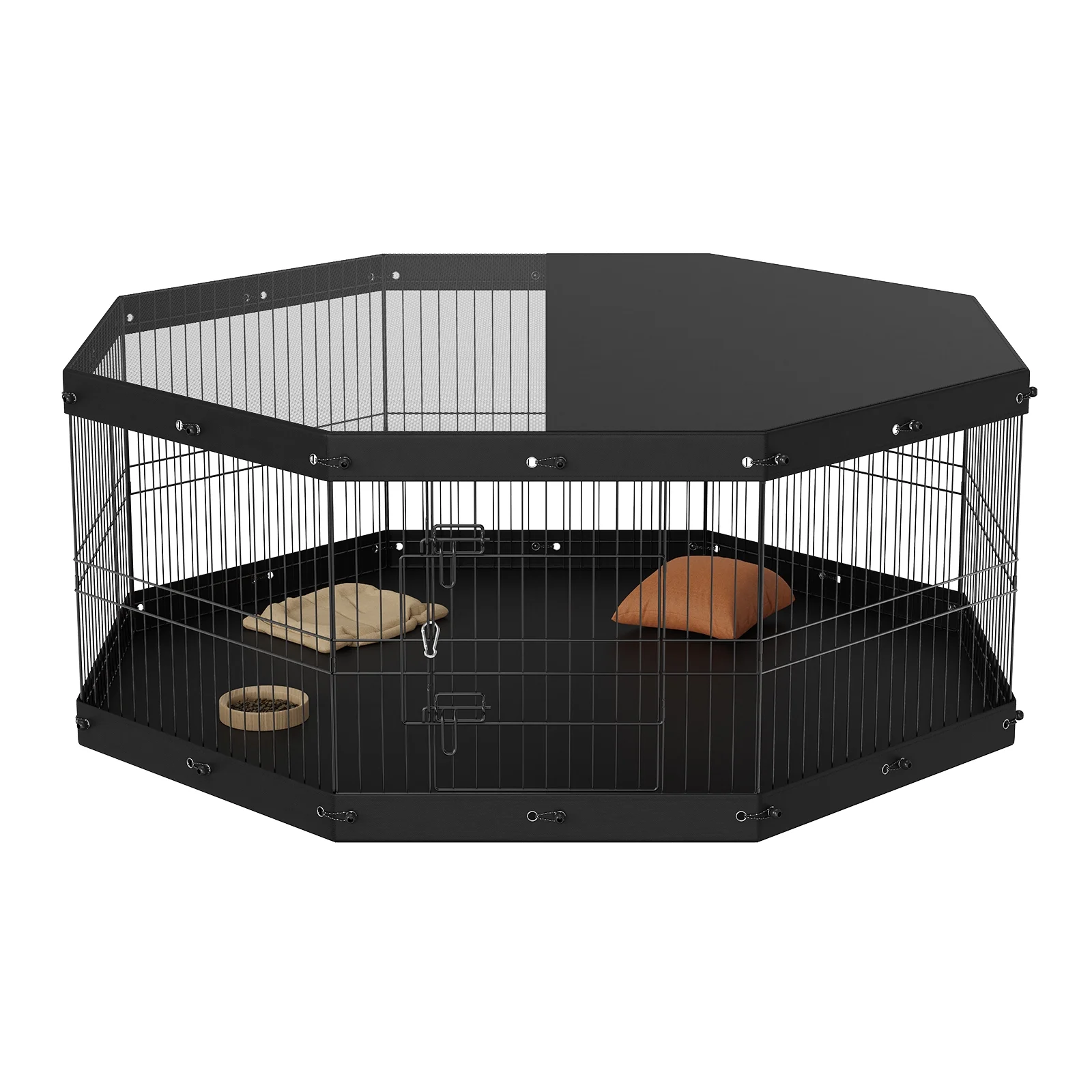 BENTISM Dog Playpen 8 Panels Foldable Metal Dog Exercise Pen with Cover and Pad