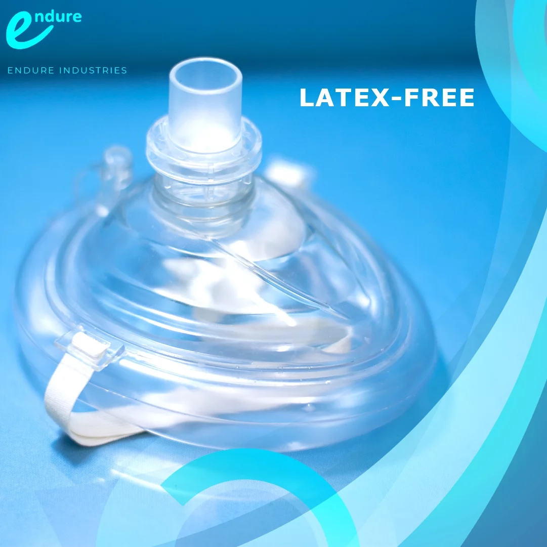 Endure Adult CPR Mask and Kit, 3 Pack of First Responder Kit in a Red Soft Case with Mask, Two PVC Gloves and Two Alcohol Prep Pads (3)