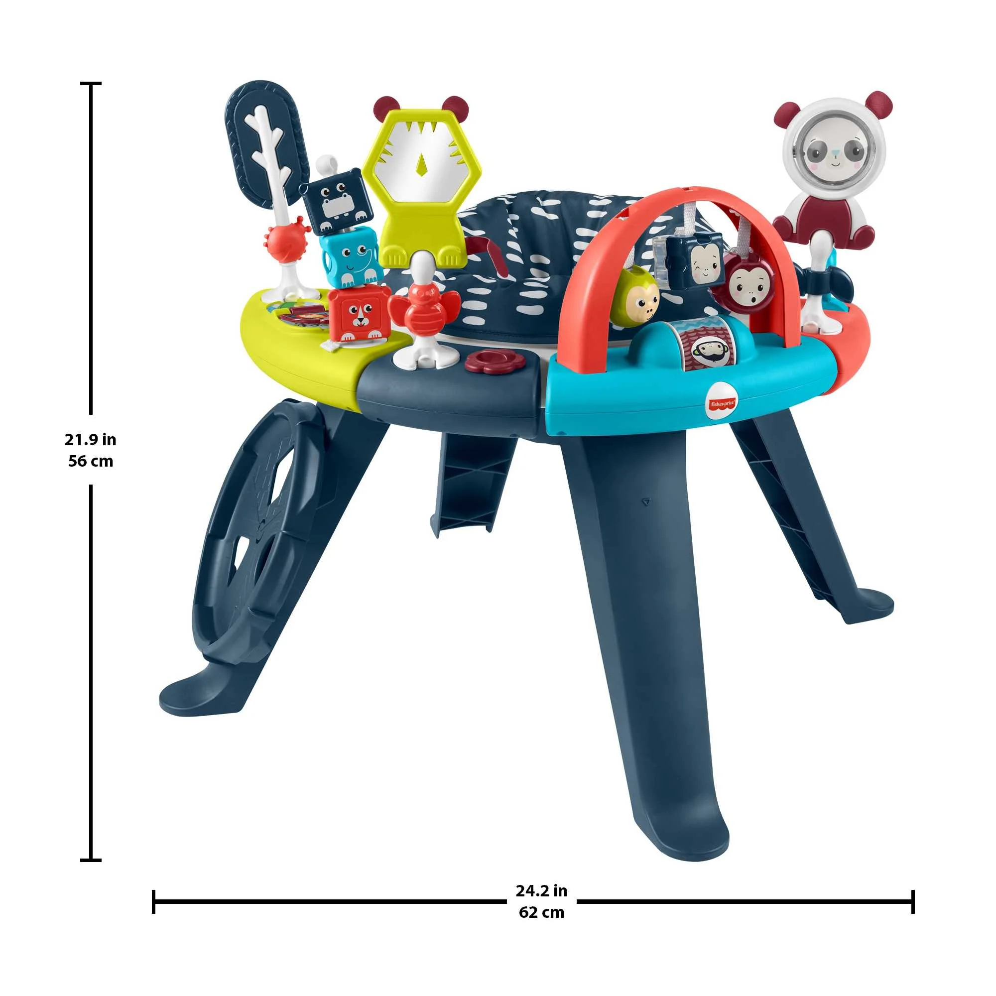 Fisher-Price 3-in-1 Spin & Sort Infant Activity Center and Toddler Play Table, Navy Dashes- Unisex