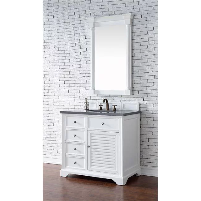 James Martin Furniture 36 in. Savannah Single Vanity Cabinet, Bright White