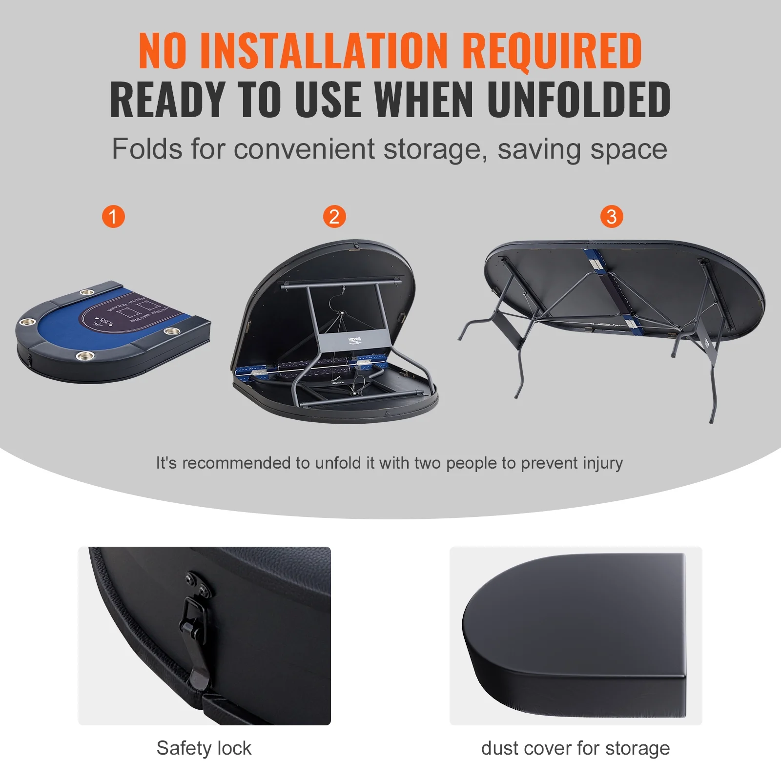 SKYSHALO 8 Player Oval Foldable Poker Table Casino Blackjack Texa Holdem Table 72