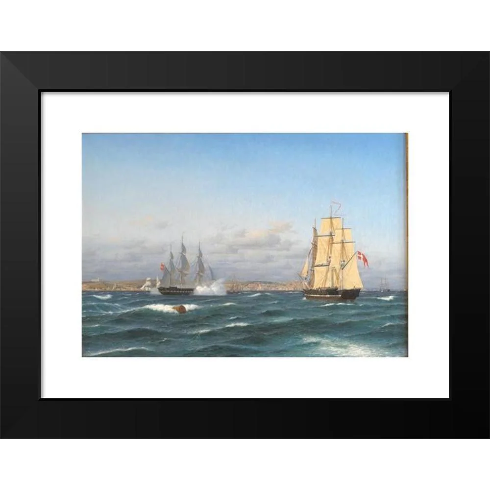 Carl Dahl 18x14 Black Modern Framed Museum Art Print Titled - Lisbon's Rhed (1827 - 1865)