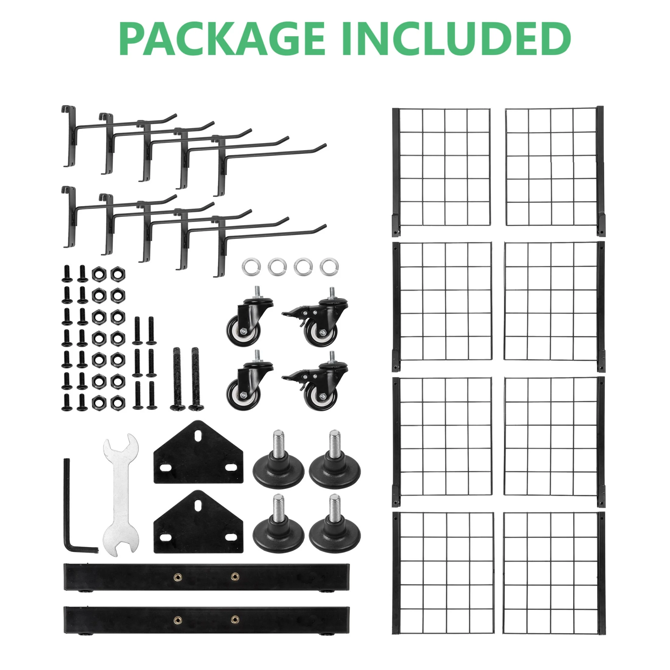 Gridwall Panel Display Stand with 360° Swivel Wheels, 65