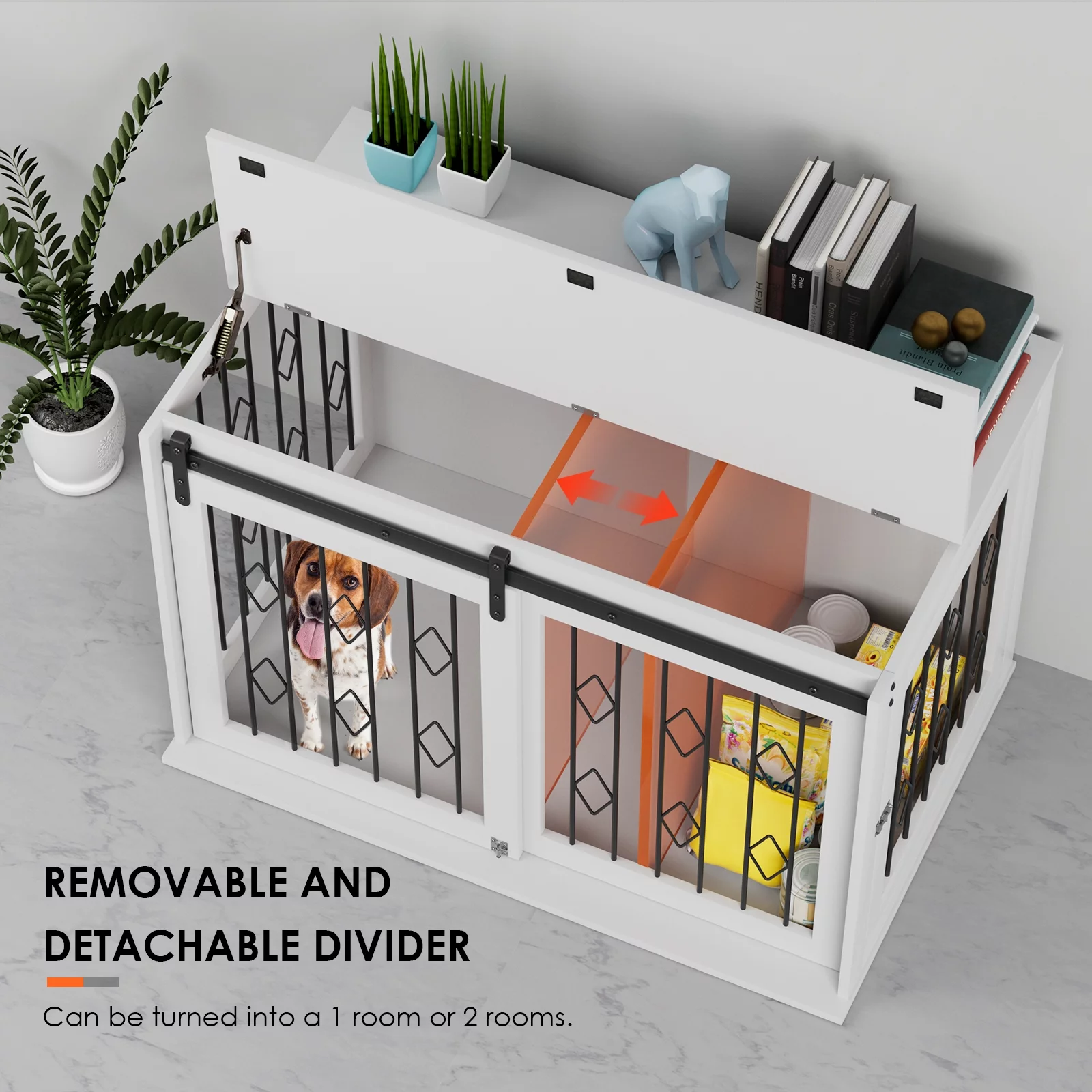 Increkid 39 in Dog Crate, Large Dog Crate Indoor Heavy Duty Kennel W/ Flip-top & Divider Room