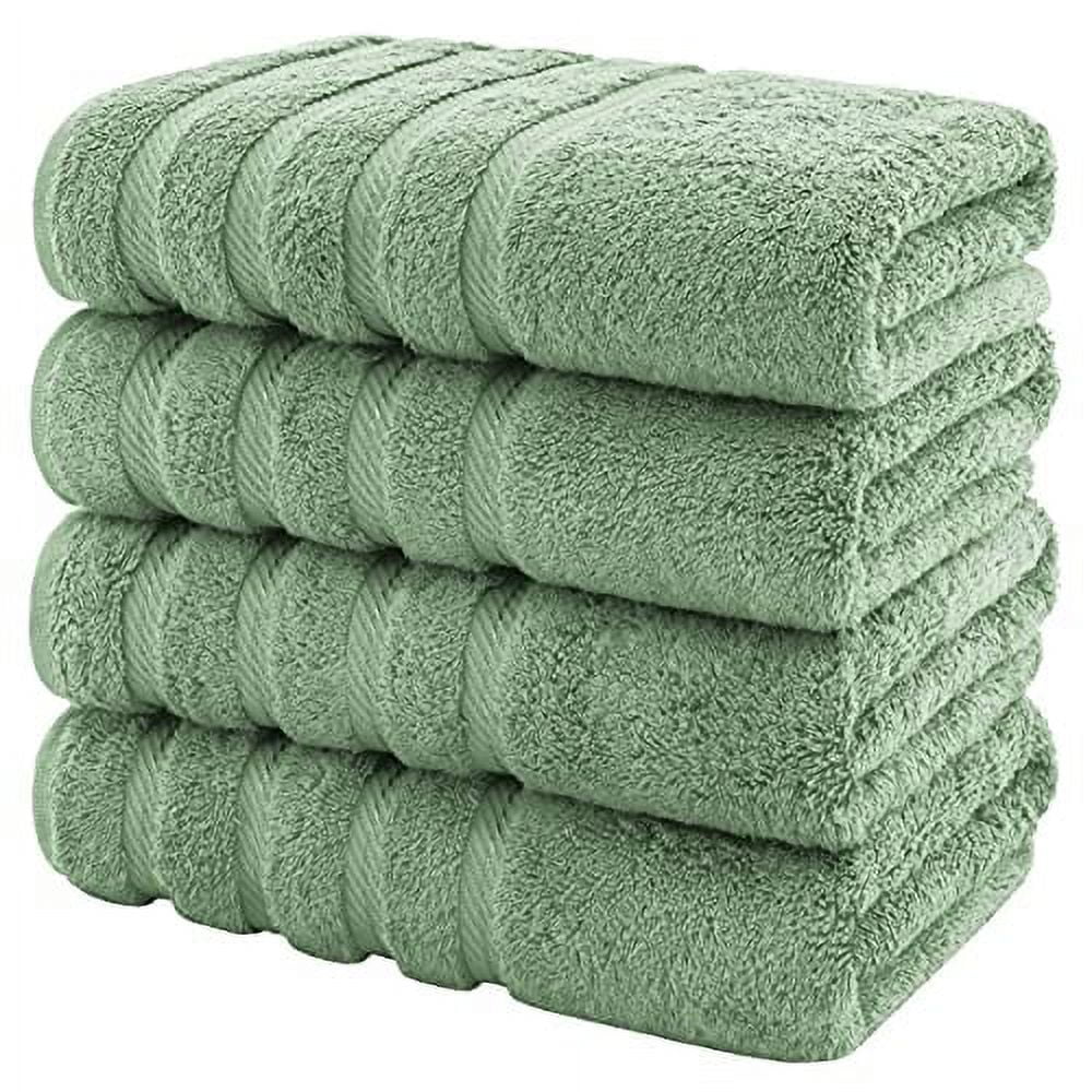 American Soft Linen Luxury Hotel & Spa Quality, Turkish Cotton, 27x54 Inches 4-Piece Bath Towel Set for Maximum Softness & Absorbency, Dry Quickly - Sage Green