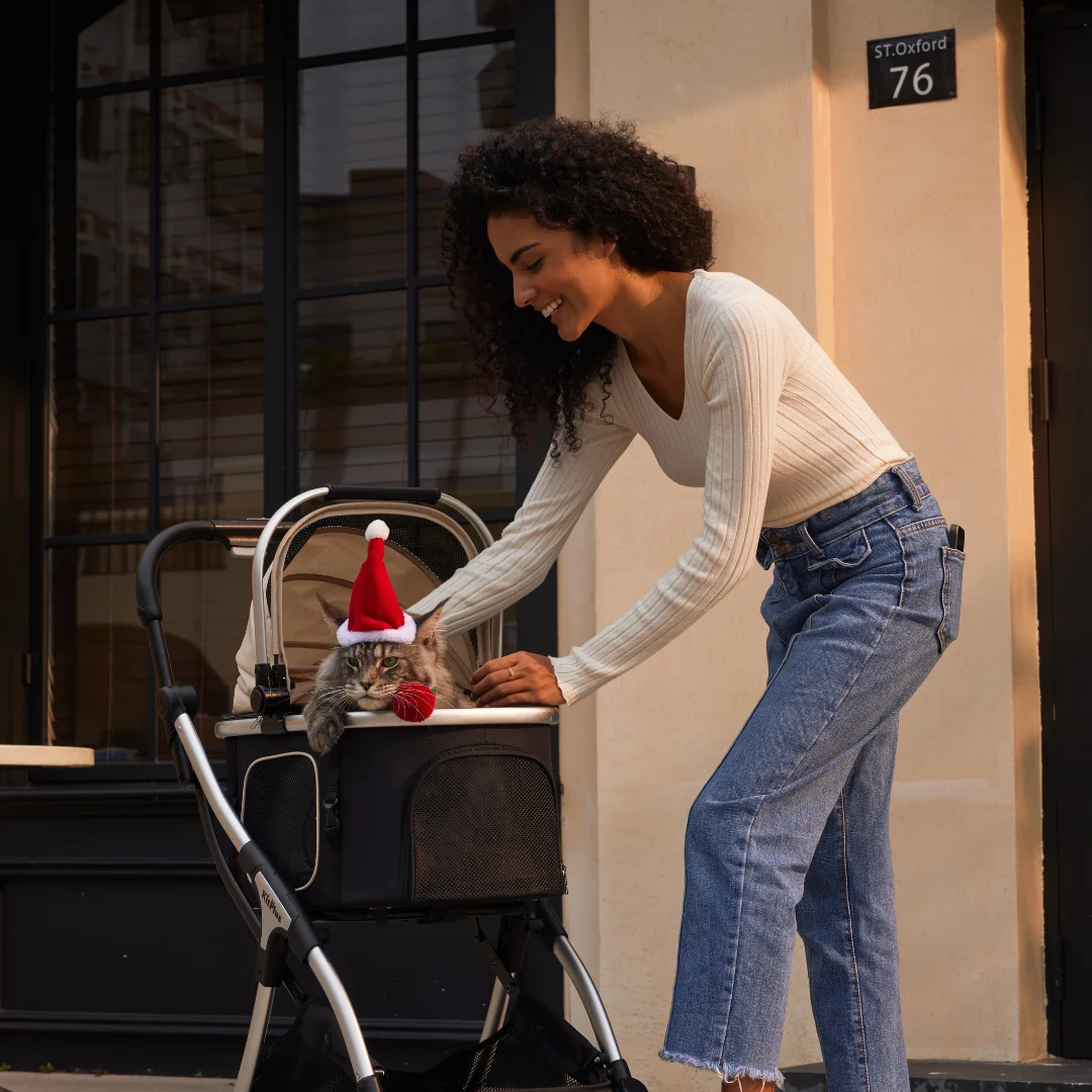 Foldable Pet Stroller with Detachable Carrier and Storage Basket for Dogs and Cats