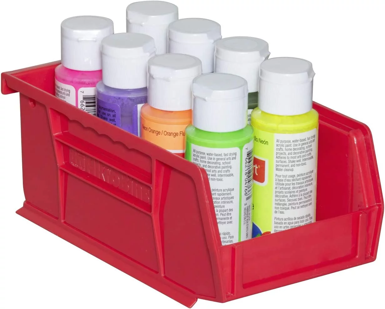 (24 Count) Akro-Mils 330220 Red Plastic Storage Bins, 4-1/8