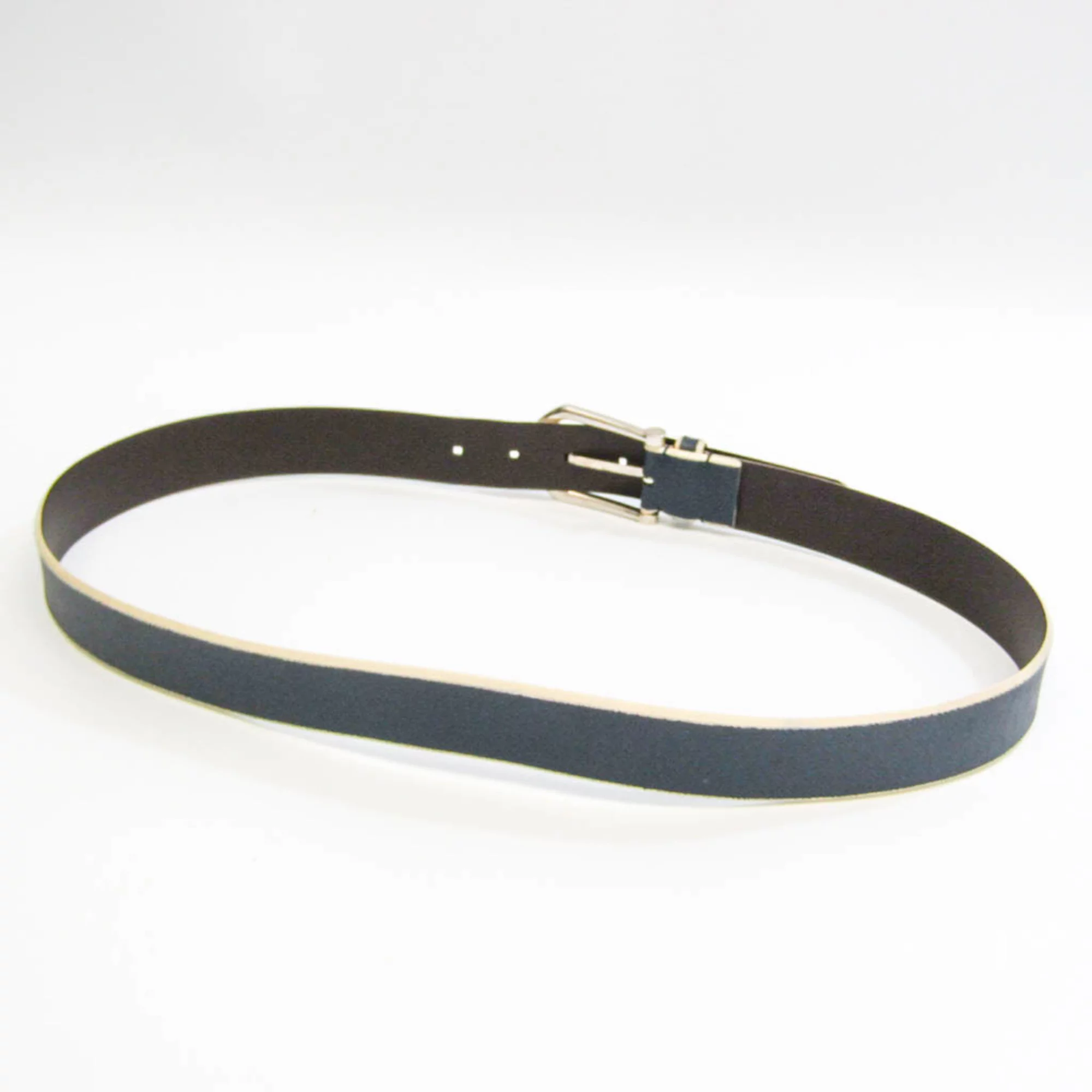 Pre-Owned Louis Vuitton Taiga M9115 Women's Leather Standard Belt Navy,Off-white 100 (Good)
