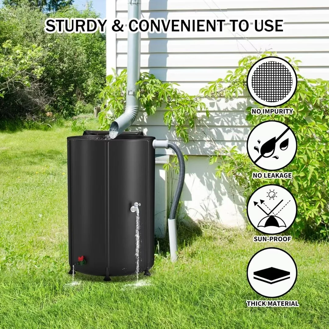 Docred 53 Gallon Collapsible Rain Barrel,Large Capacity, Portable Rain Barrels, Portable Water Tank Storage Container, PVC Rainwater Collection System Including Spigots and Overflow Kit