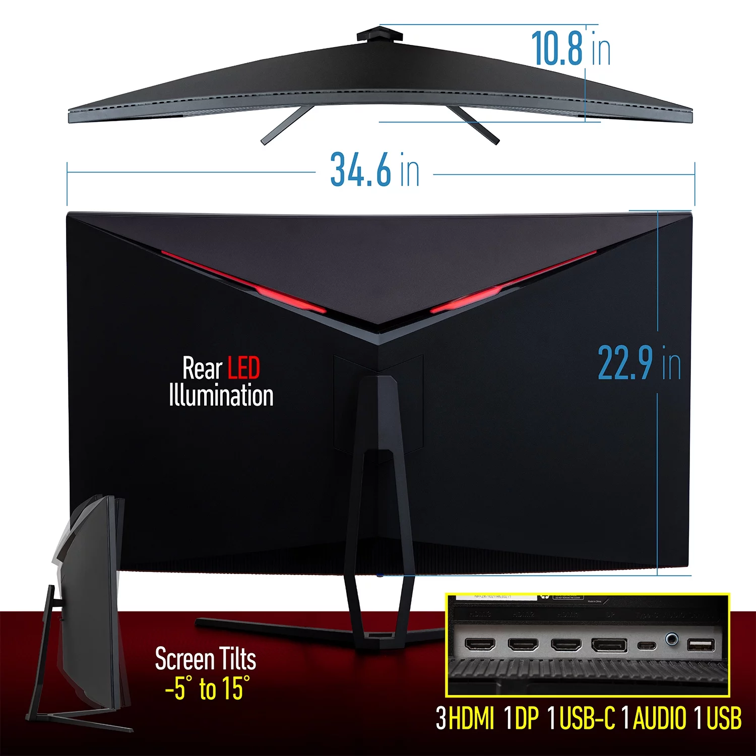 Deco Gear 39” Curved Gaming Monitor, 2560x1440, 1ms MPRT, 165 Hz, 16:9, HDR400, 4000:1, 2-Pack