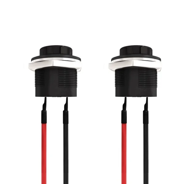 2x Black Round Circle Momentary Reset Push Button Switch w/ Attached Wire 5/8
