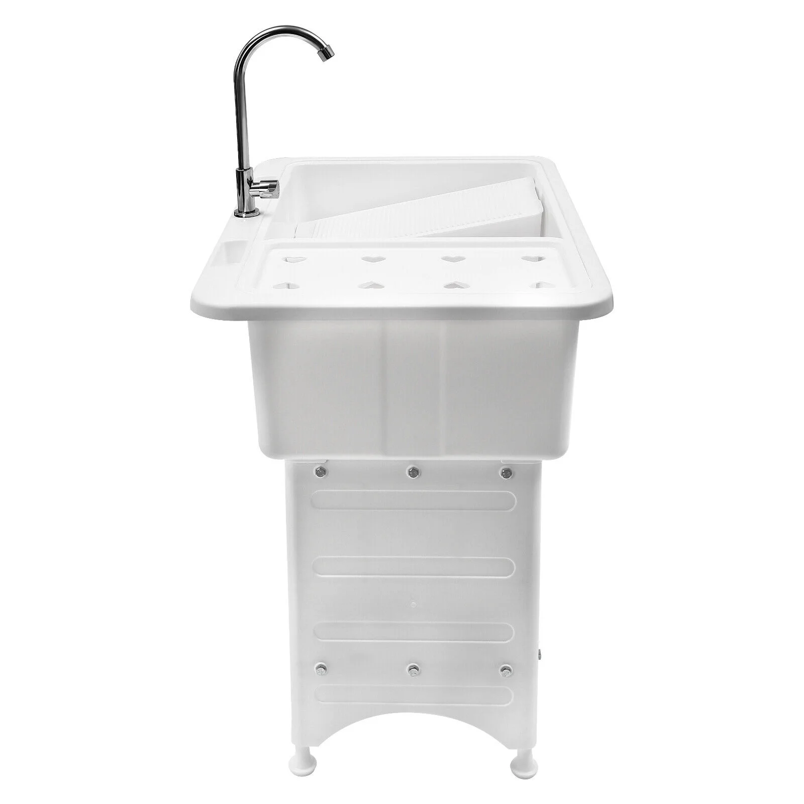 White Utility Sink Laundry Tub Freestanding Sink Wash Station w/ Faucet Home