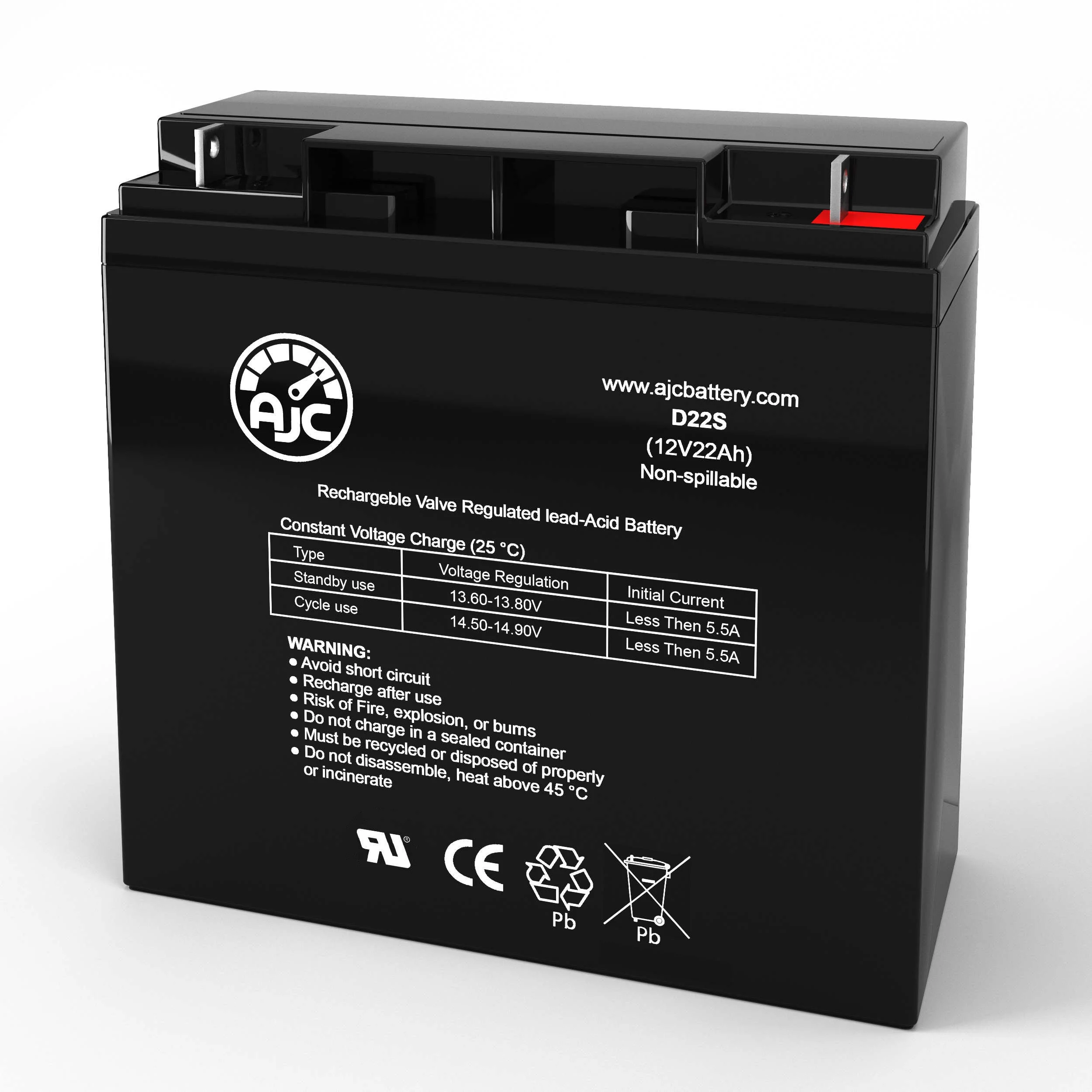 Golden Technologies LiteRider 12V 22Ah Wheelchair Battery - This Is an AJC Brand Replacement