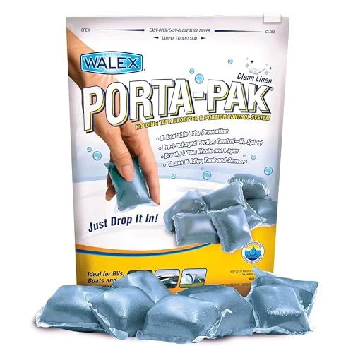 Porta-Pak Clean Linen Holding Tank Deodorizer Drop in Manufactured by Walex for RV Sewer Systems