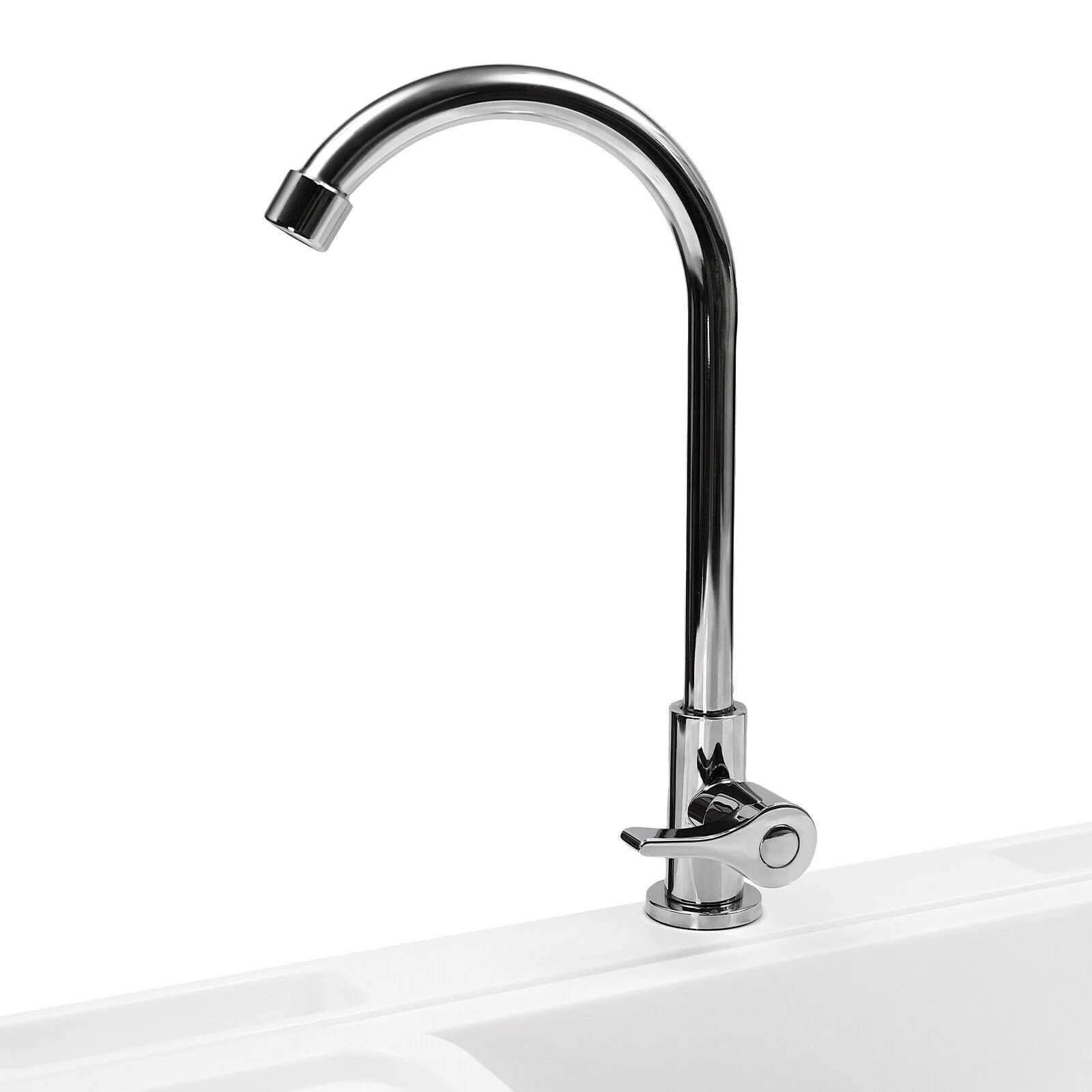 White Utility Sink Laundry Tub Freestanding Sink Wash Station w/ Faucet Home