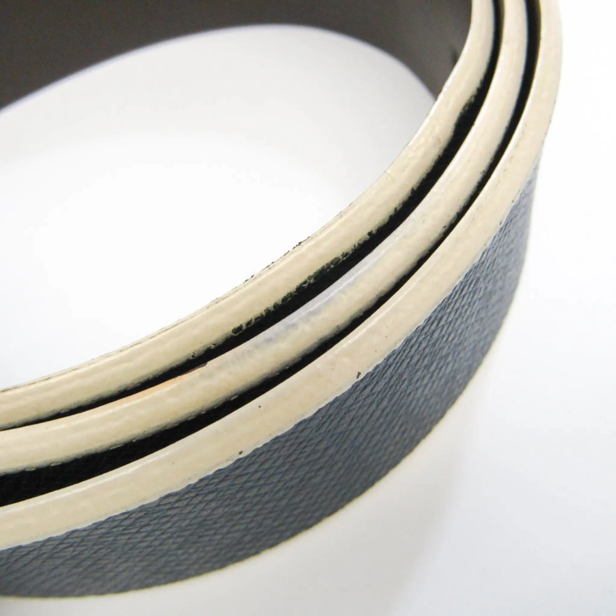 Pre-Owned Louis Vuitton Taiga M9115 Women's Leather Standard Belt Navy,Off-white 100 (Good)