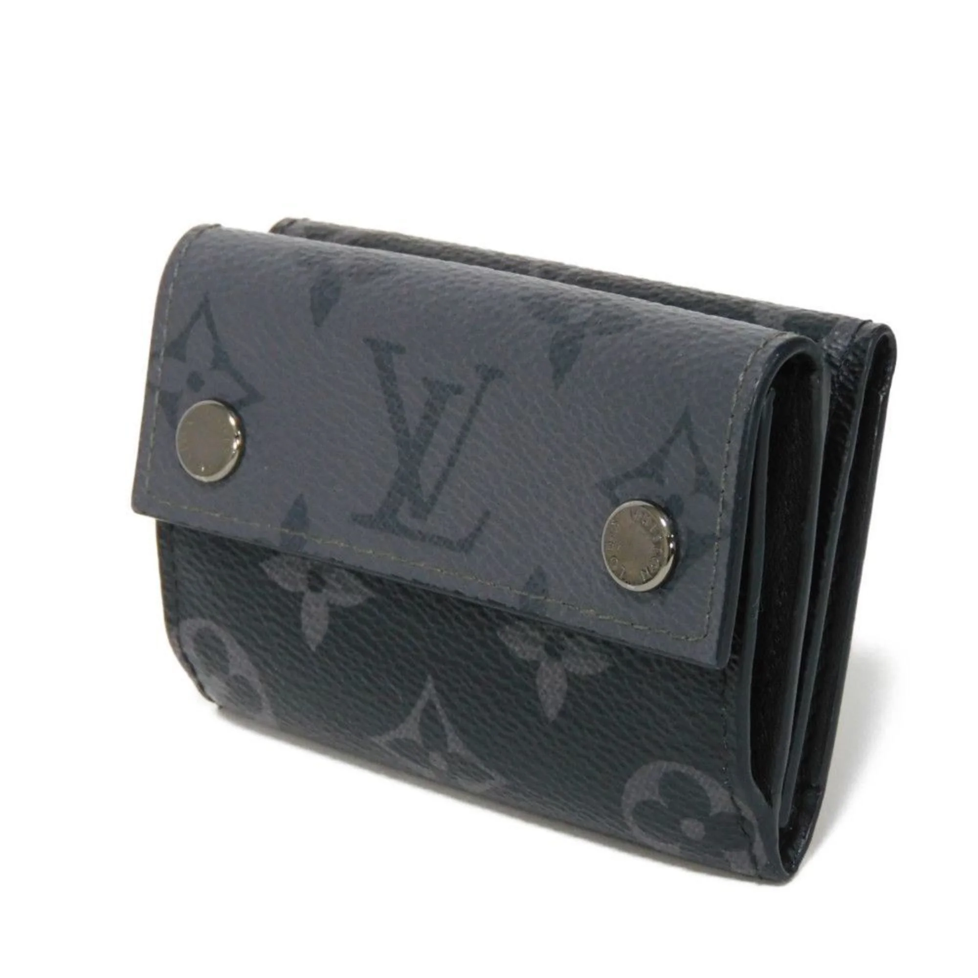 Pre-Owned LOUIS VUITTON Trifold Wallet Discovery Compact W Snap RFID Monogram Eclipse Reverse Noir M45417 Men's Billfold (Good)