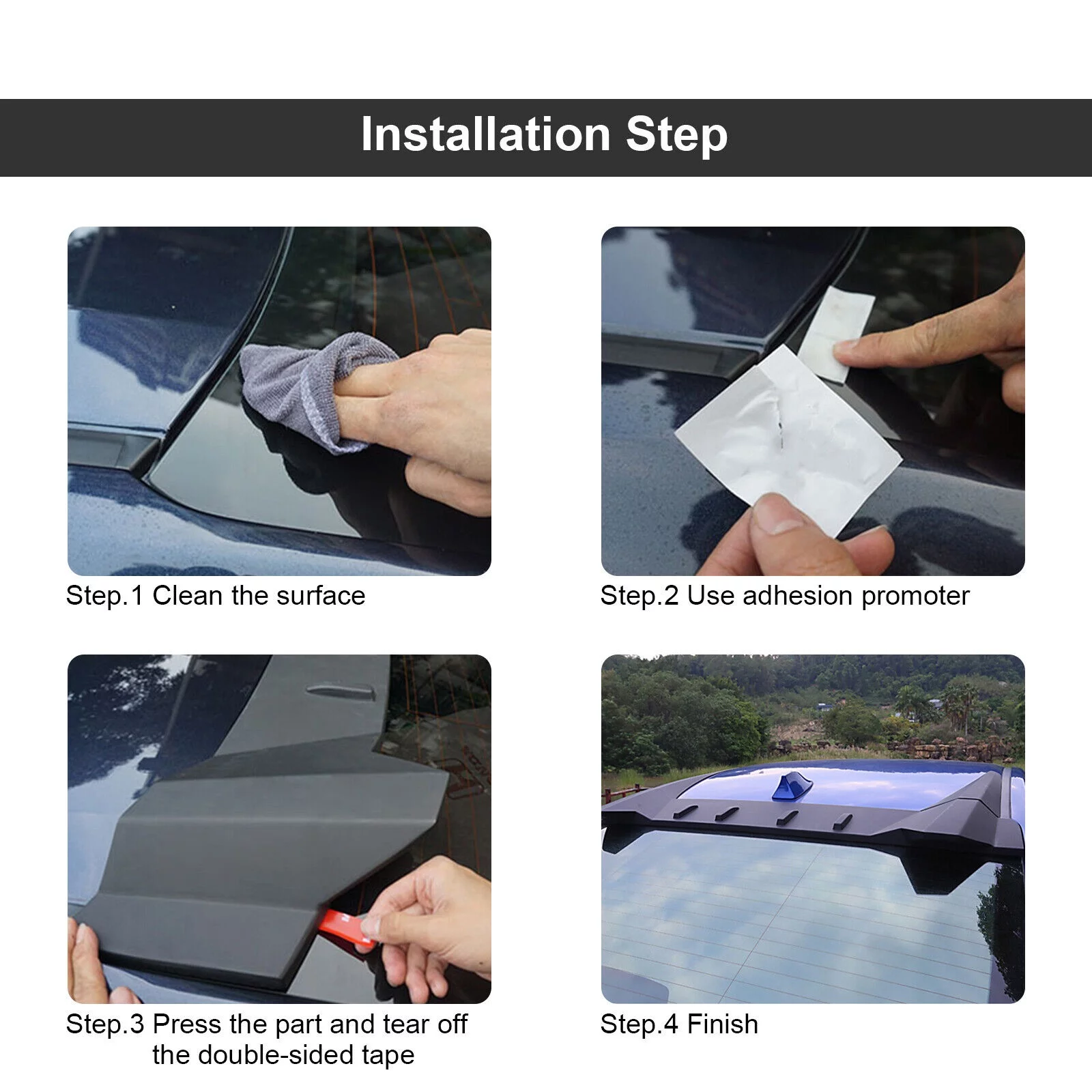 Rear Window Roof Spoiler Fit for Honda Civic 4 Door Sedan 2016-2021 R Style Glossy Black