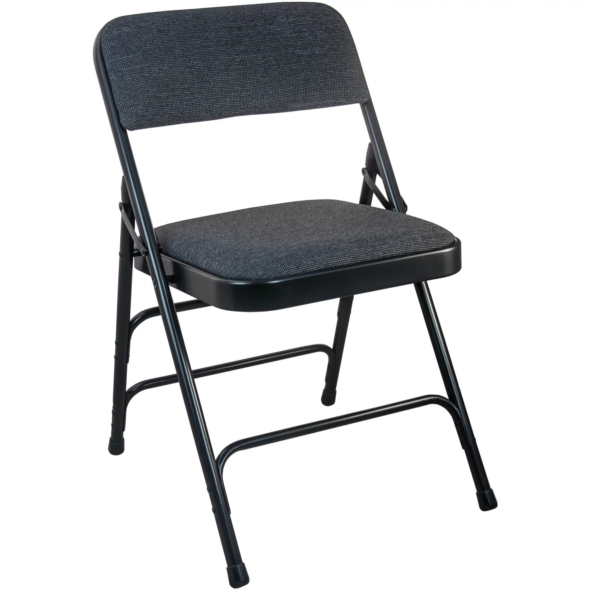 Emma + Oliver 2-Pack Black Padded Metal Folding Chair with Fabric Seat
