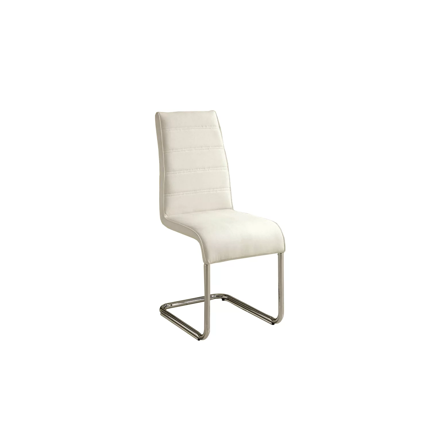 Benzara Mauna Contemporary Side Chair with Steel Tube,White - Set of Two