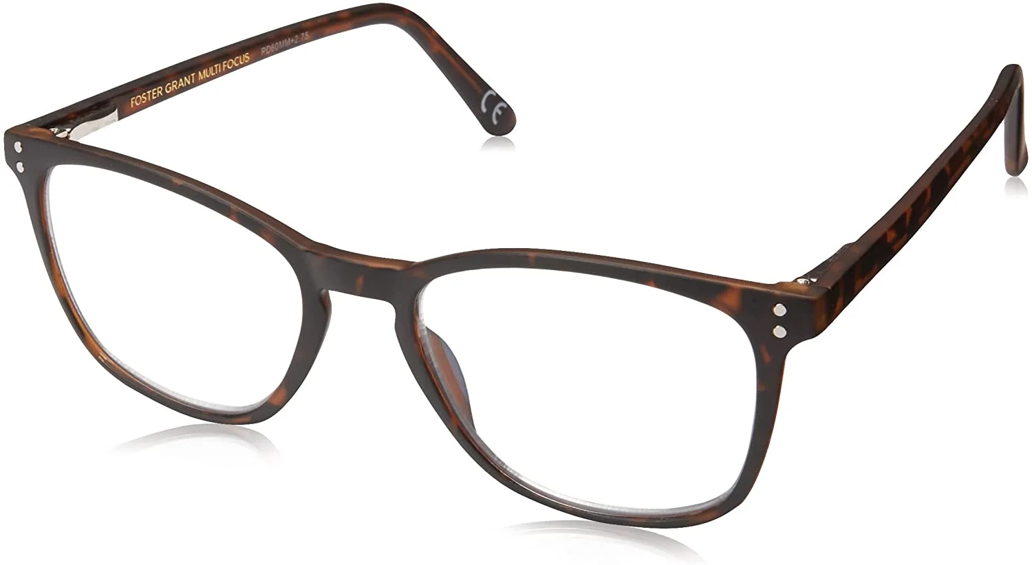 Foster Grant Camden Multifocus Rectangular Reading Glasses Tortoise/Transparent 51 Millimeters 2.5 x