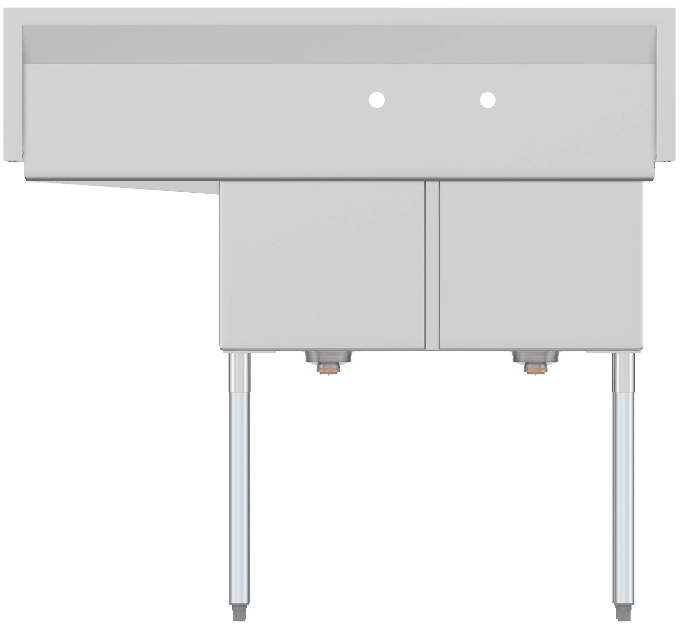KoolMore 48 in. Two Compartment Stainless Steel Commercial Sink with Drainboard, Bowl Size 15