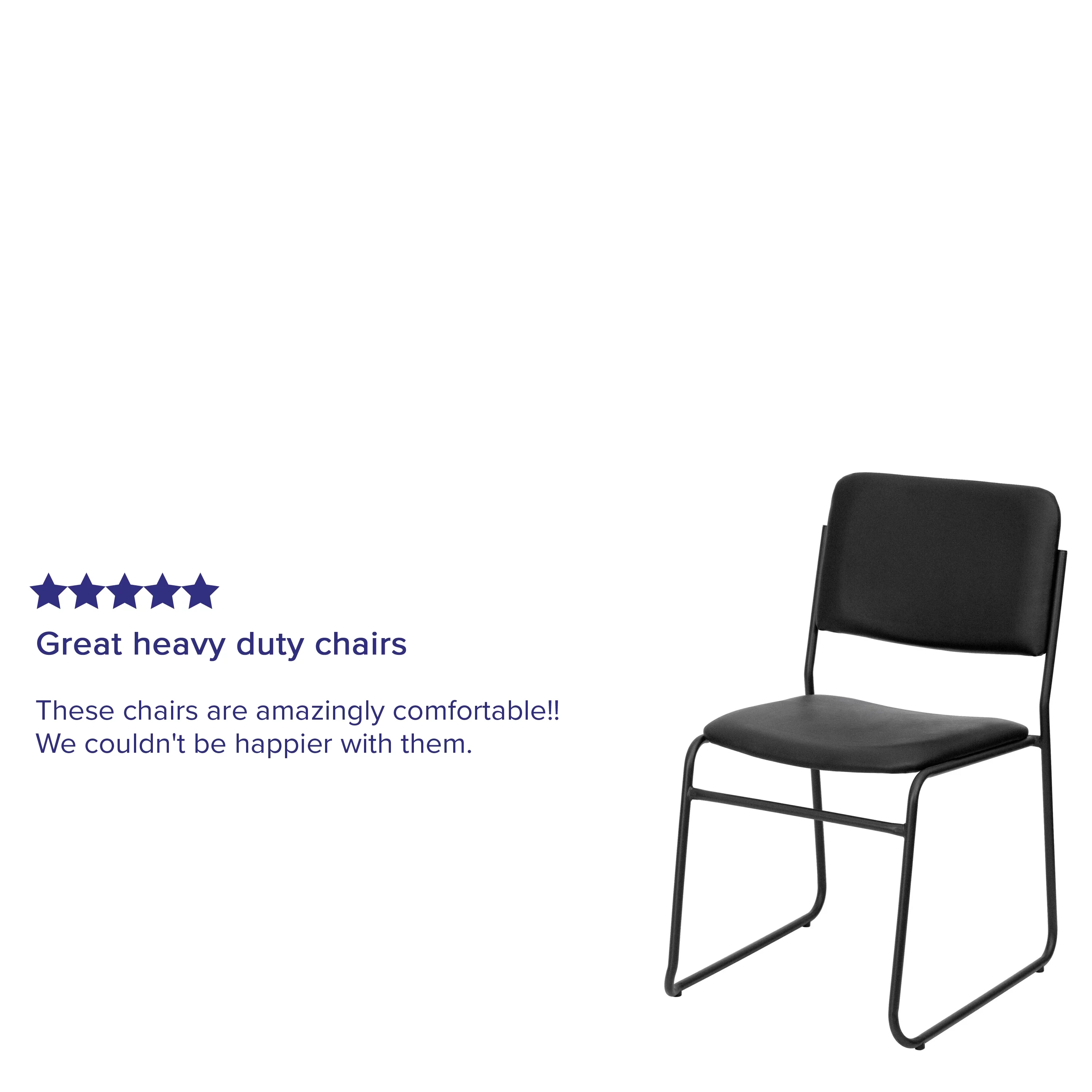 Emma + Oliver 500 lb. Capacity High Density Black Vinyl Stacking Chair