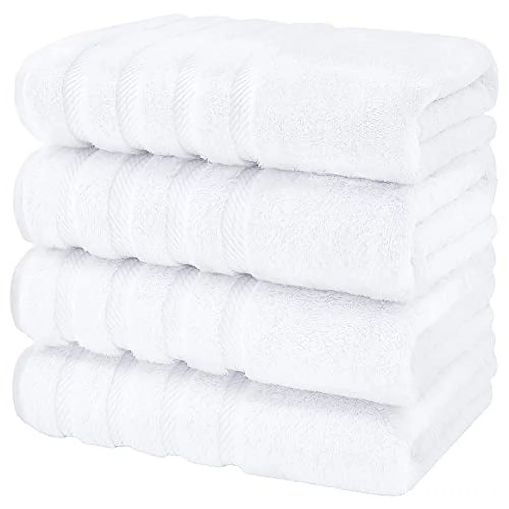 American Soft Linen Luxury Hotel & Spa Quality, Turkish Cotton, 27x54 Inches 4-Piece Bath Towel Set for Maximum Softness & Absorbency, Dry Quickly - Bright White