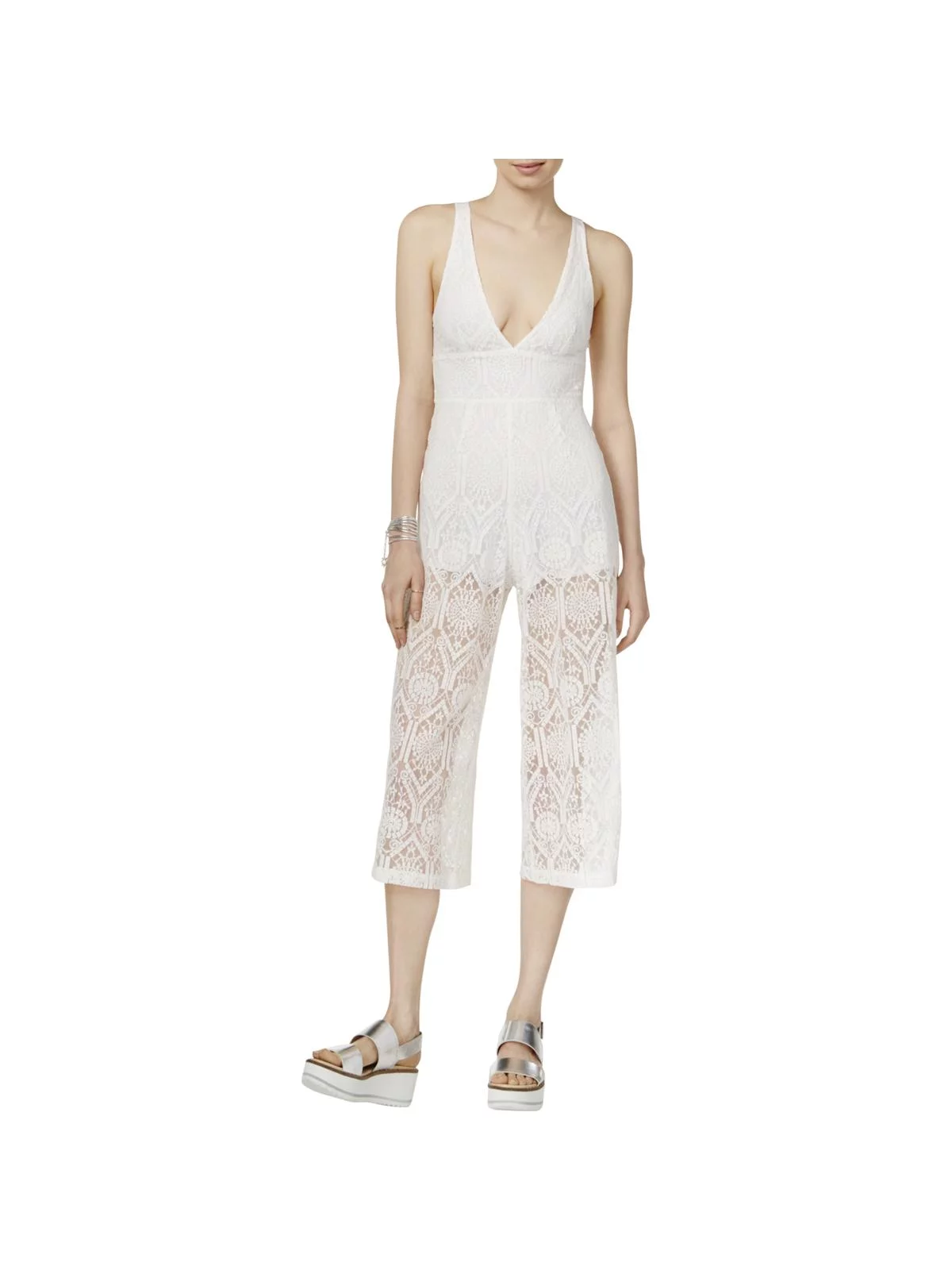 Minkpink Womens Lace Cropped Jumpsuit
