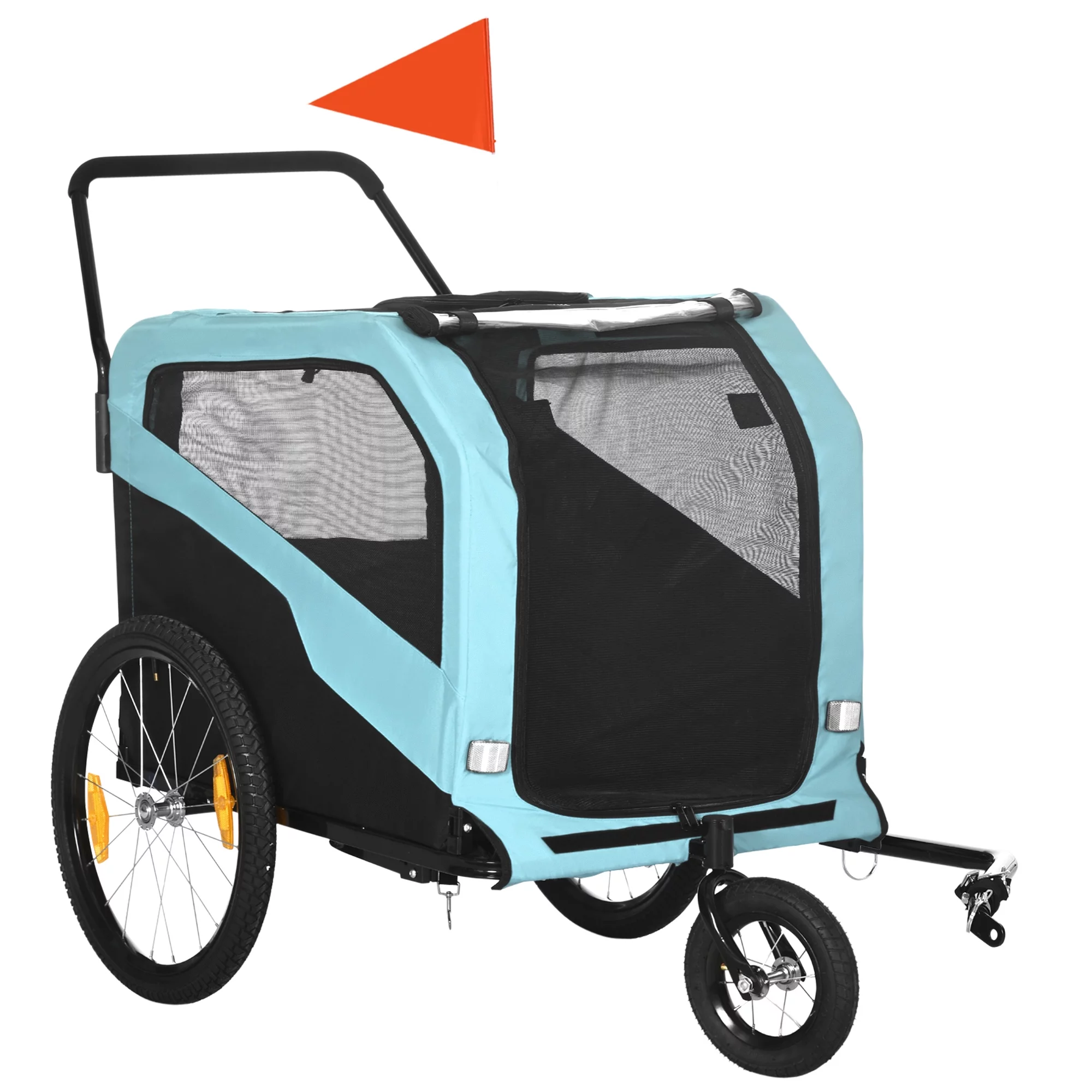 Aosom 2-in-1 Dog Bike Trailer Pet Stroller Carrier for Large Dogs, Blue