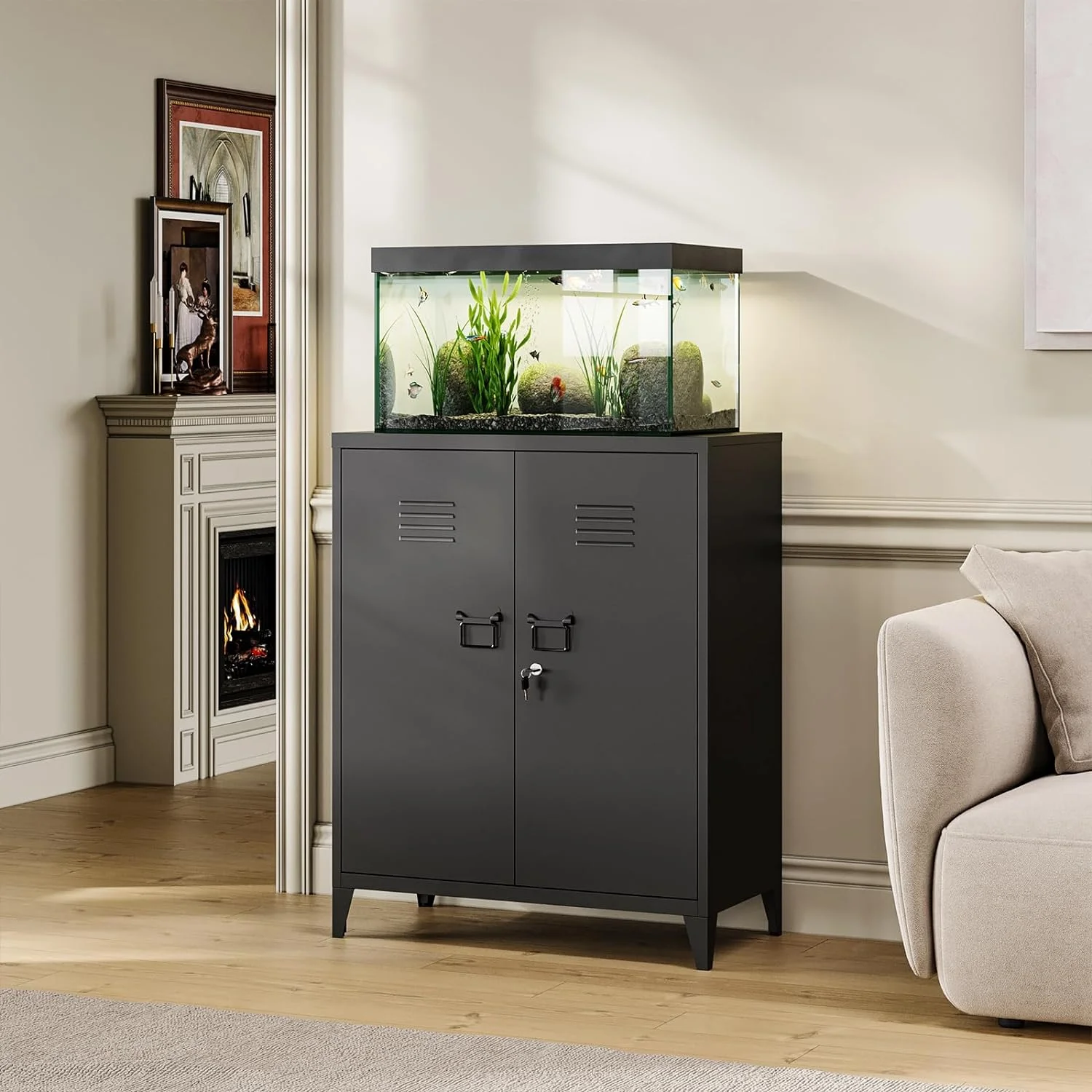 Metal lockers with 2 doors for metal storage sideboards in kitchens, pantries, homes, offices and garages