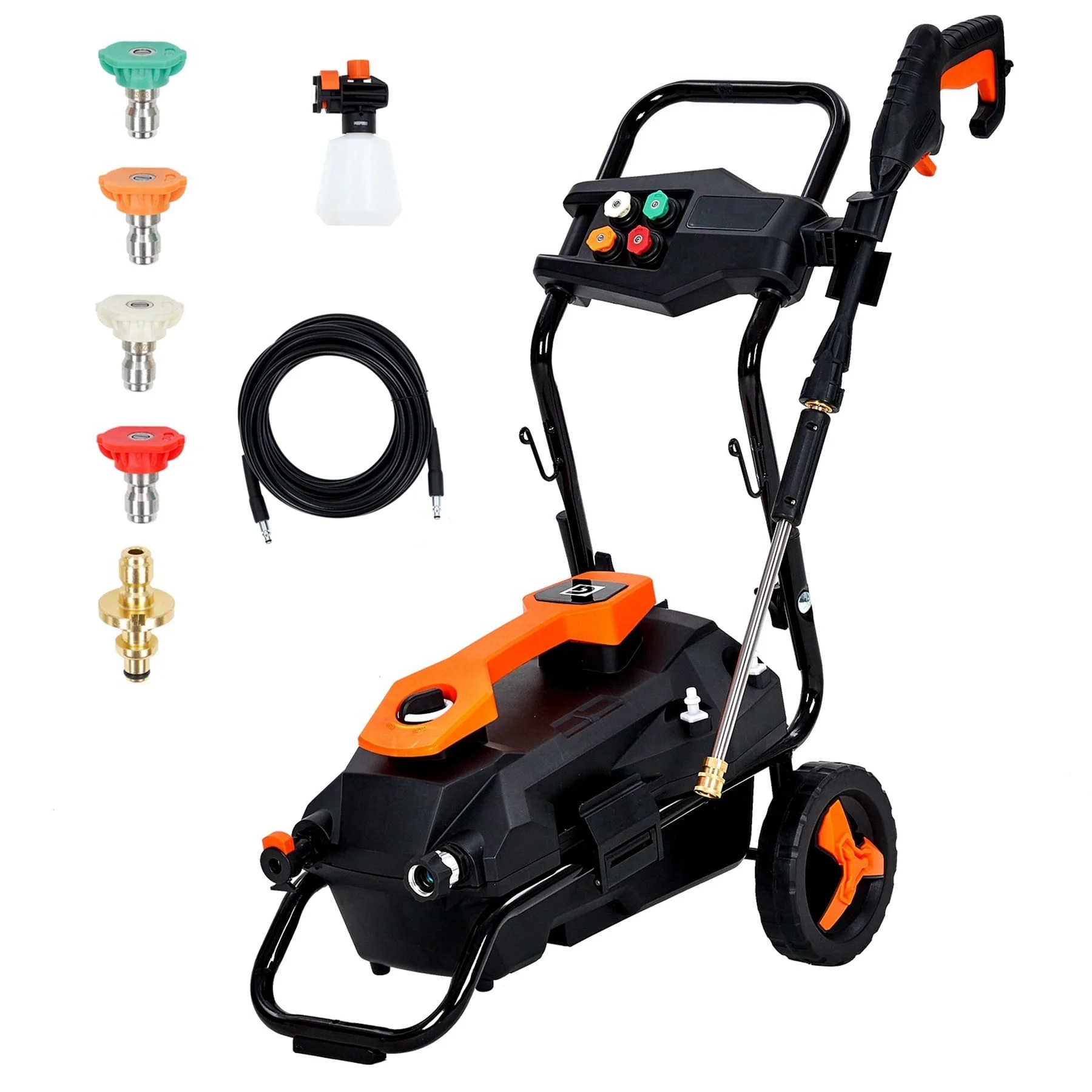 Homhougo—Electric Pressure Washer, 1950PSI 1.5GPM Power Washer Machine with 5 Nozzles, 25FT Hose & 35FT Power Cord