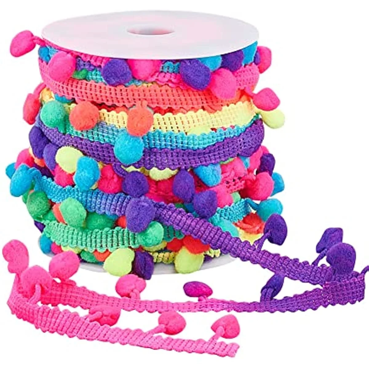 20 Yards Fringe Ball Trim Fringe Ribbon Rainbow Color Tassel Trim Pom Fringe Tassel Lace 8mm Ball