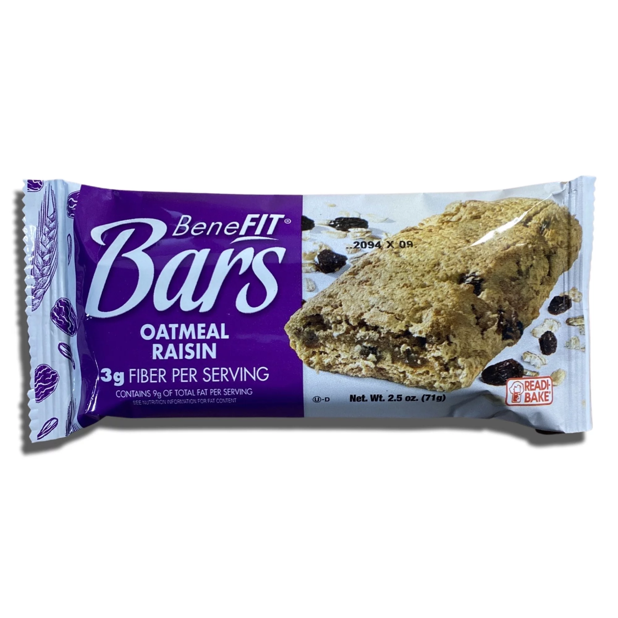 Oatmeal Raisin BeneFit Bars by Readi-Bake Bundled by Tribeca Curations | 2.5 Ounce | Value Pack of 12