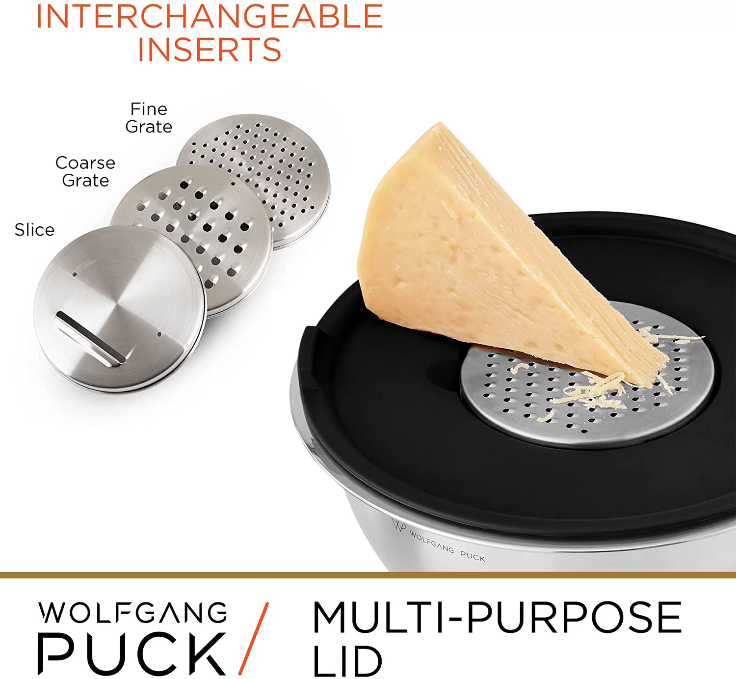 Wolfgang Puck 12-Piece Stainless Steel Mixing Bowl Set, Silicone Grip Bottom, Black