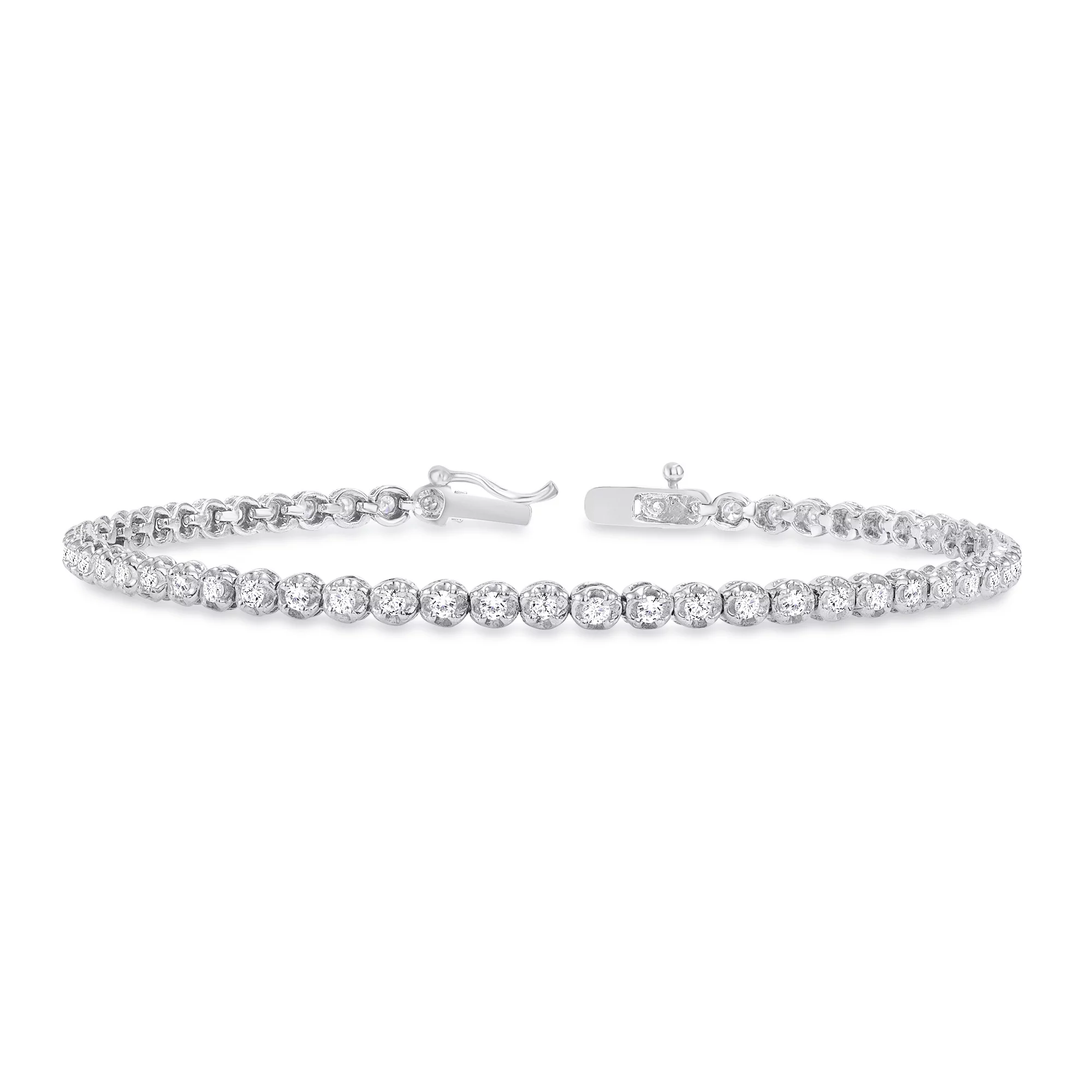1 Carat Diamond Tennis Bracelet for Women in 10k White Gold with Secure Double Clasp Brilliant Cut by Beverly Hills Jewelers