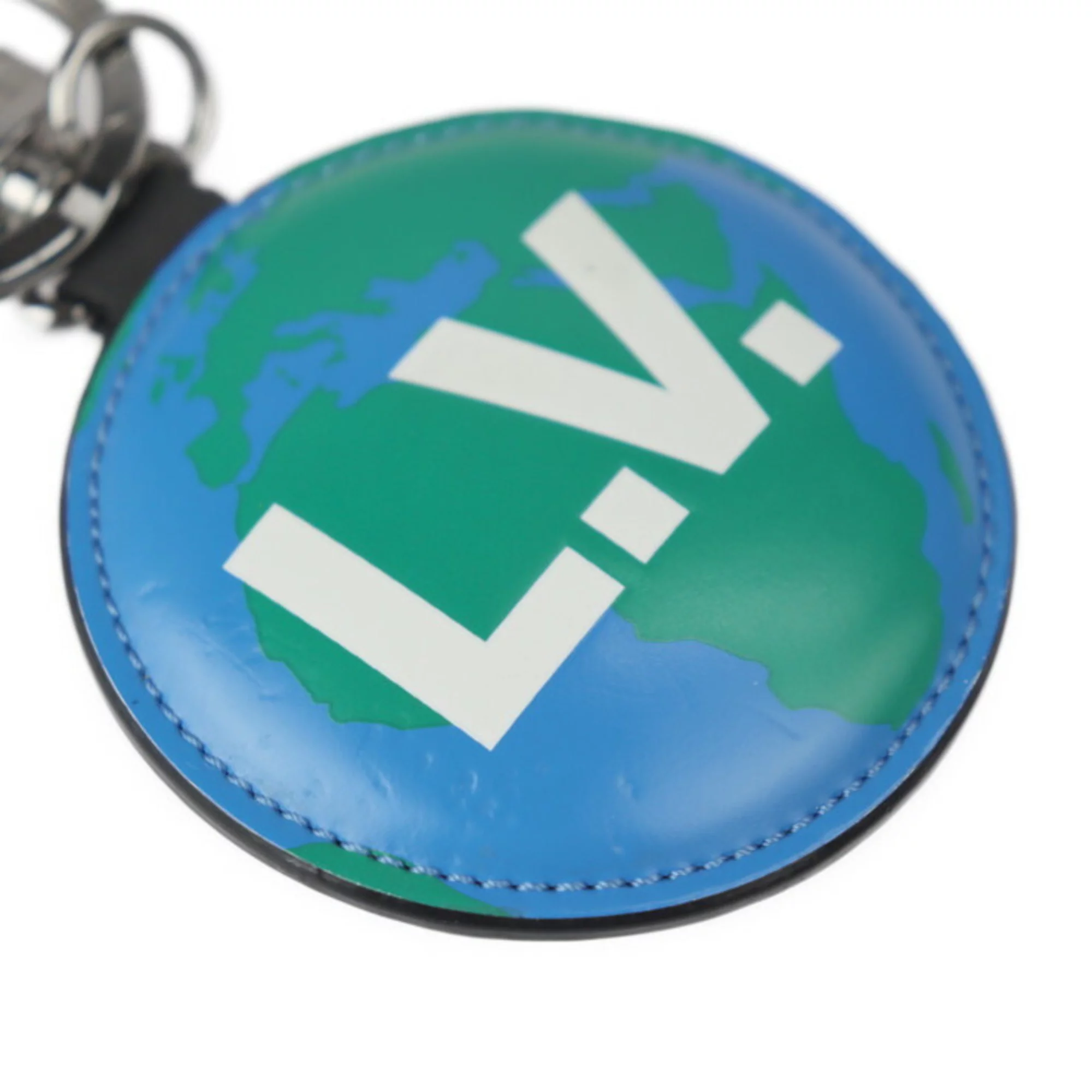 Pre-Owned LOUIS VUITTON Louis Vuitton Portocre paddock key holder M68307 monogram canvas leather brown blue green white silver metal fittings ring bag charm (Good)